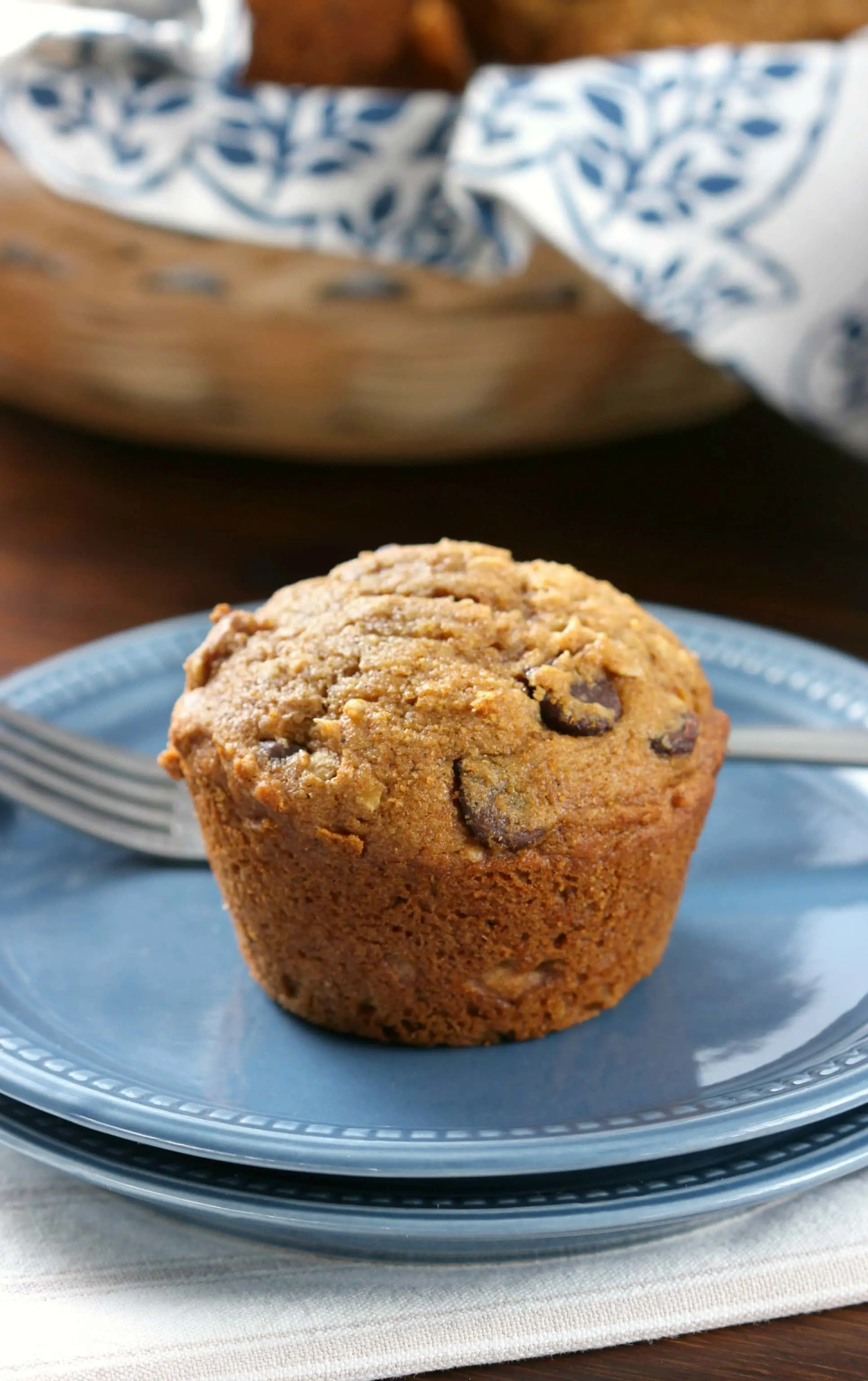 Easy One Bowl Chocolate Chip Pumpkin Muffins Recipe from A Kitchen Addiction
