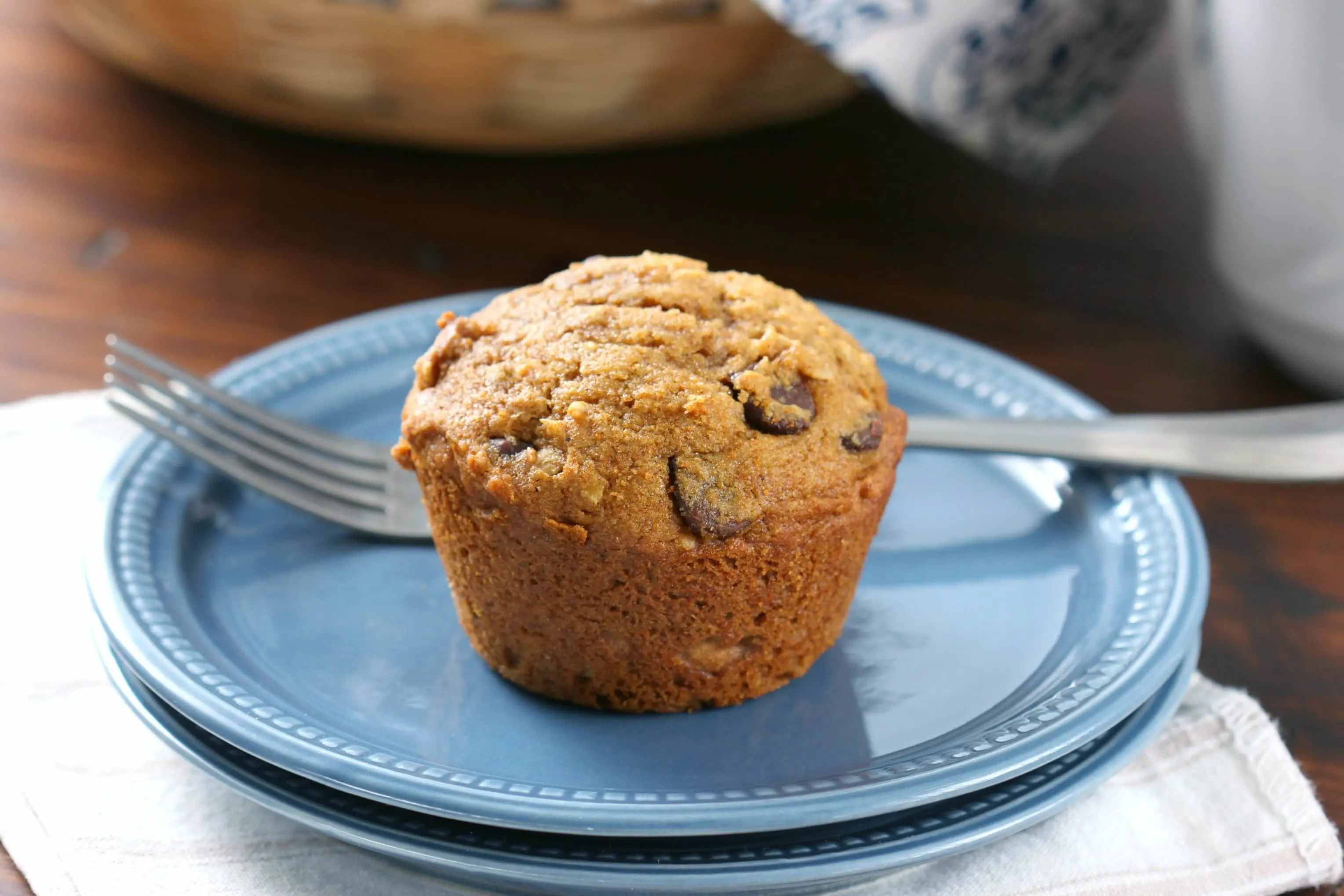 One Bowl Chocolate Chip Pumpkin Muffins Recipe from A Kitchen Addiction