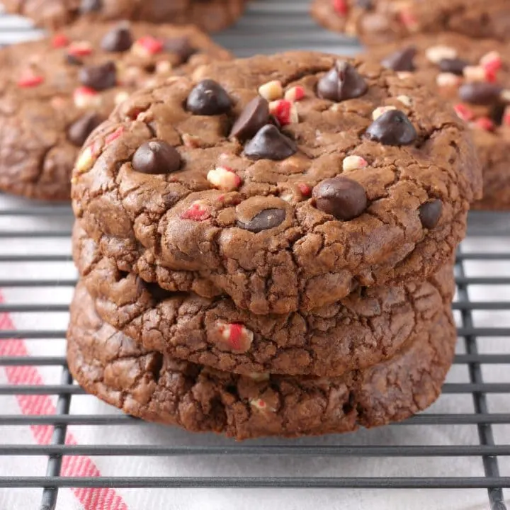 Giant Peppermint Chocolate Fudge Cookies Recipe from A Kitchen Addiction