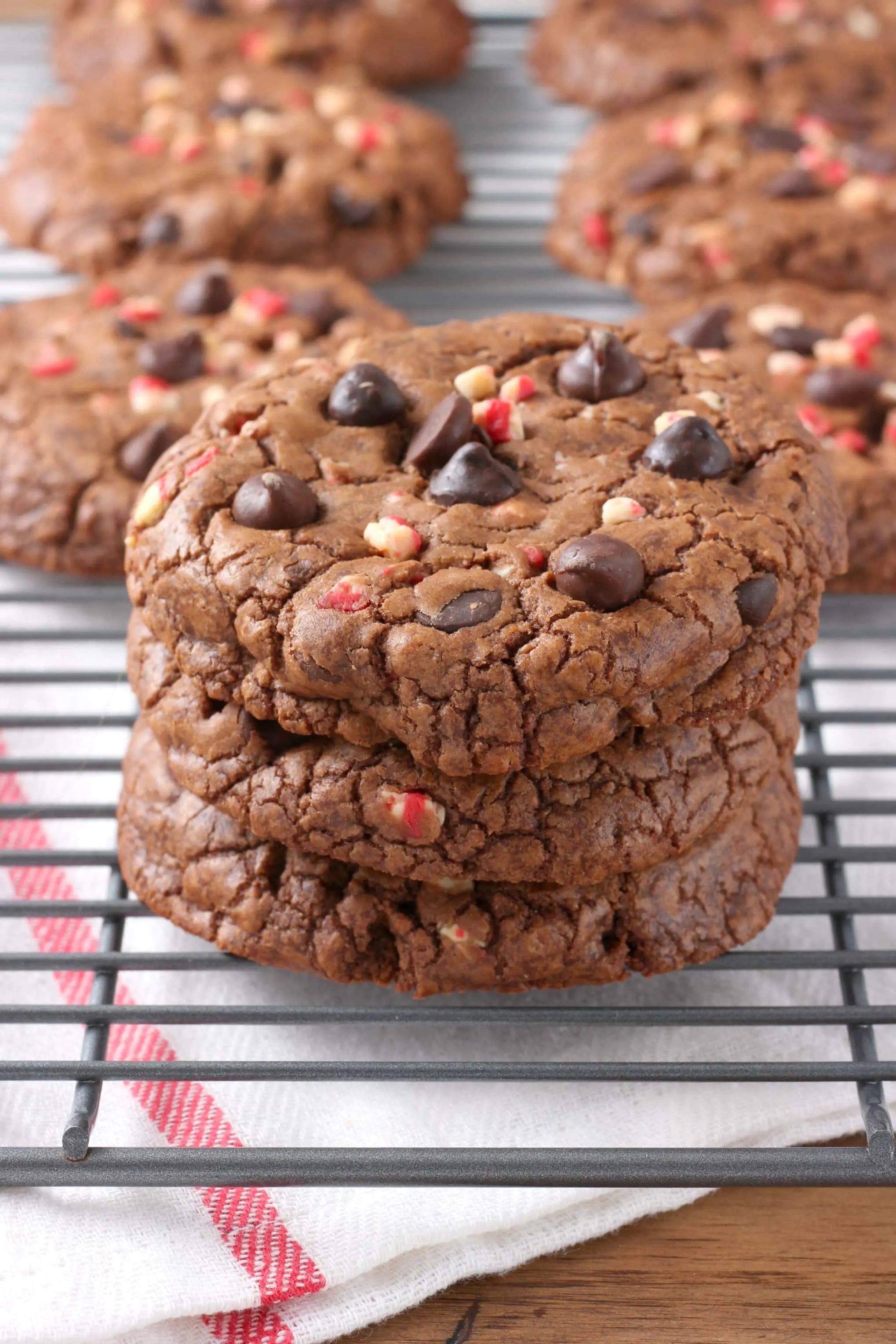 Giant Peppermint Chocolate Fudge Cookies Recipe from A Kitchen Addiction