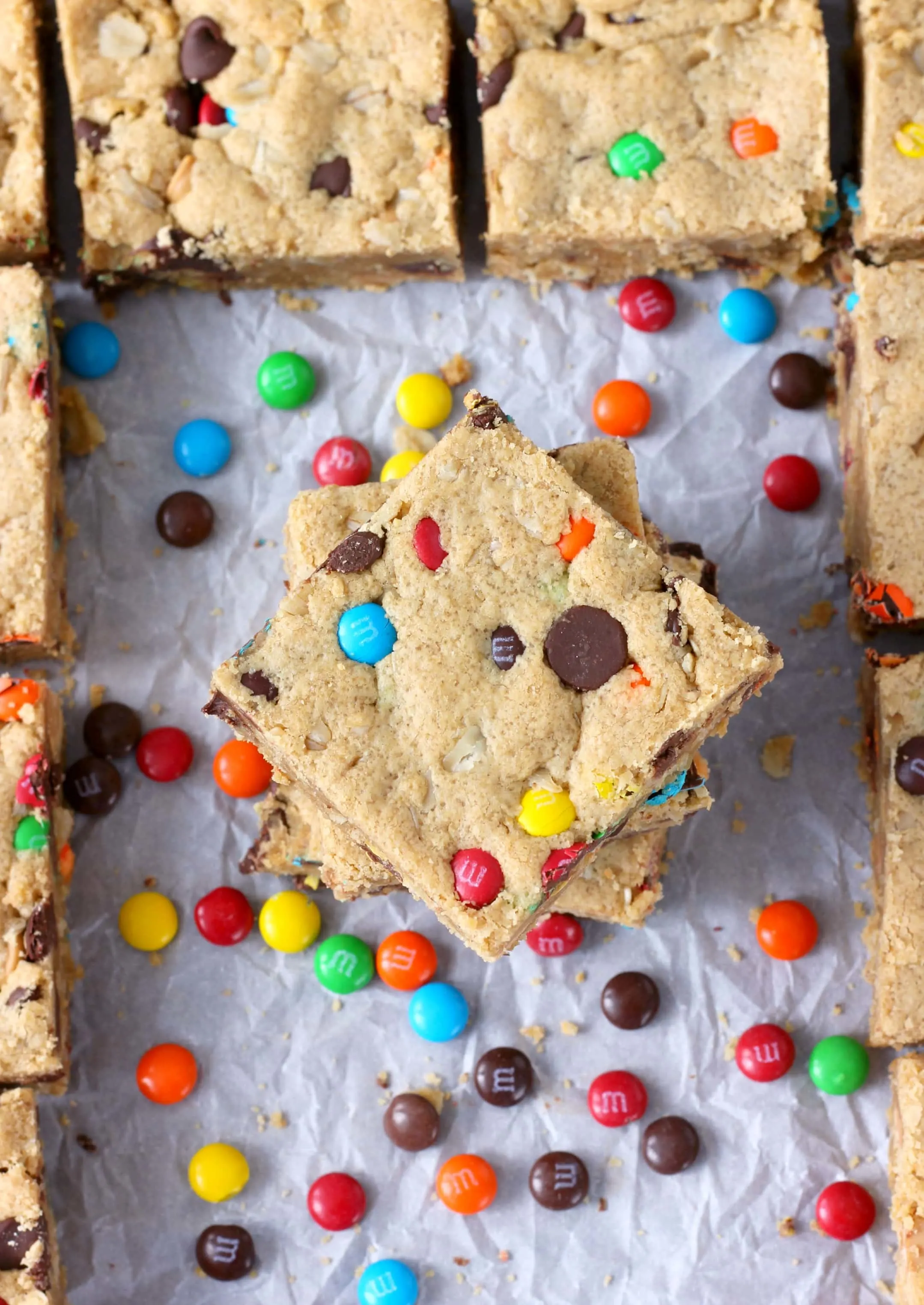 Easy Monster Cookie Bars Recipe from A Kitchen Addiction