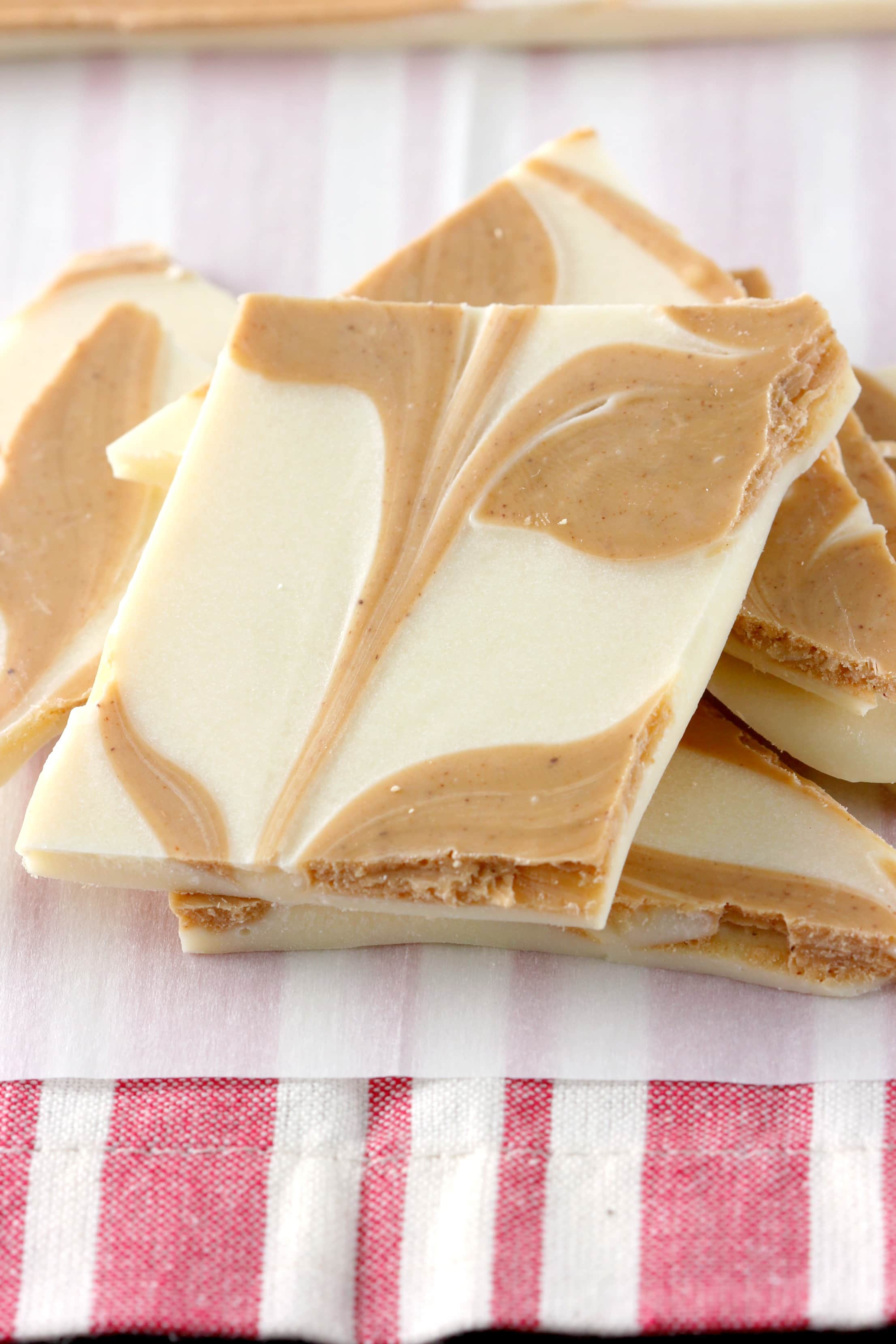 3 Ingredient Swirled Cookie Butter Bark Recipe from A Kitchen Addiction