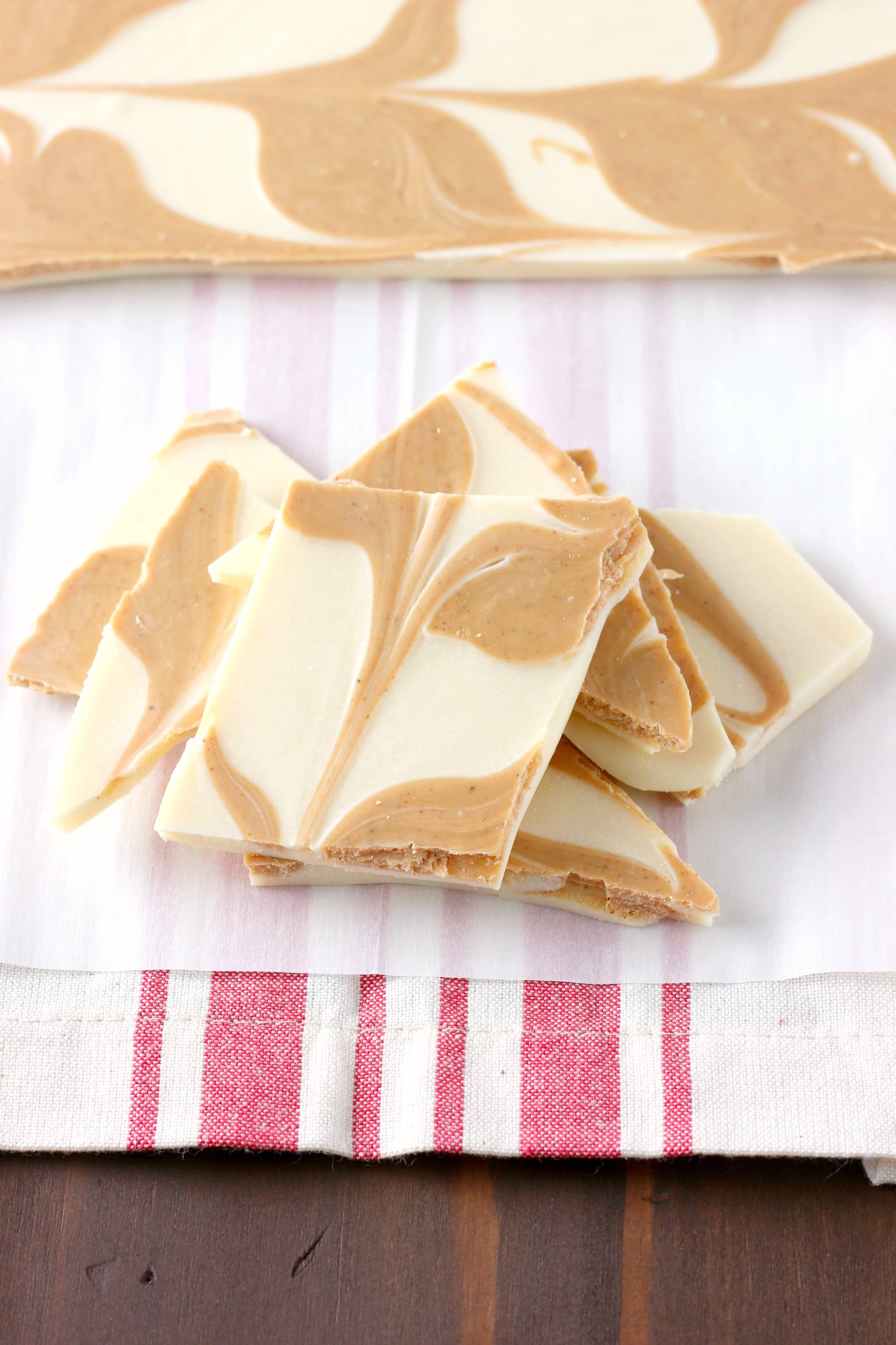 3 Ingredient Swirled Cookie Butter Bark Recipe from A Kitchen Addiction