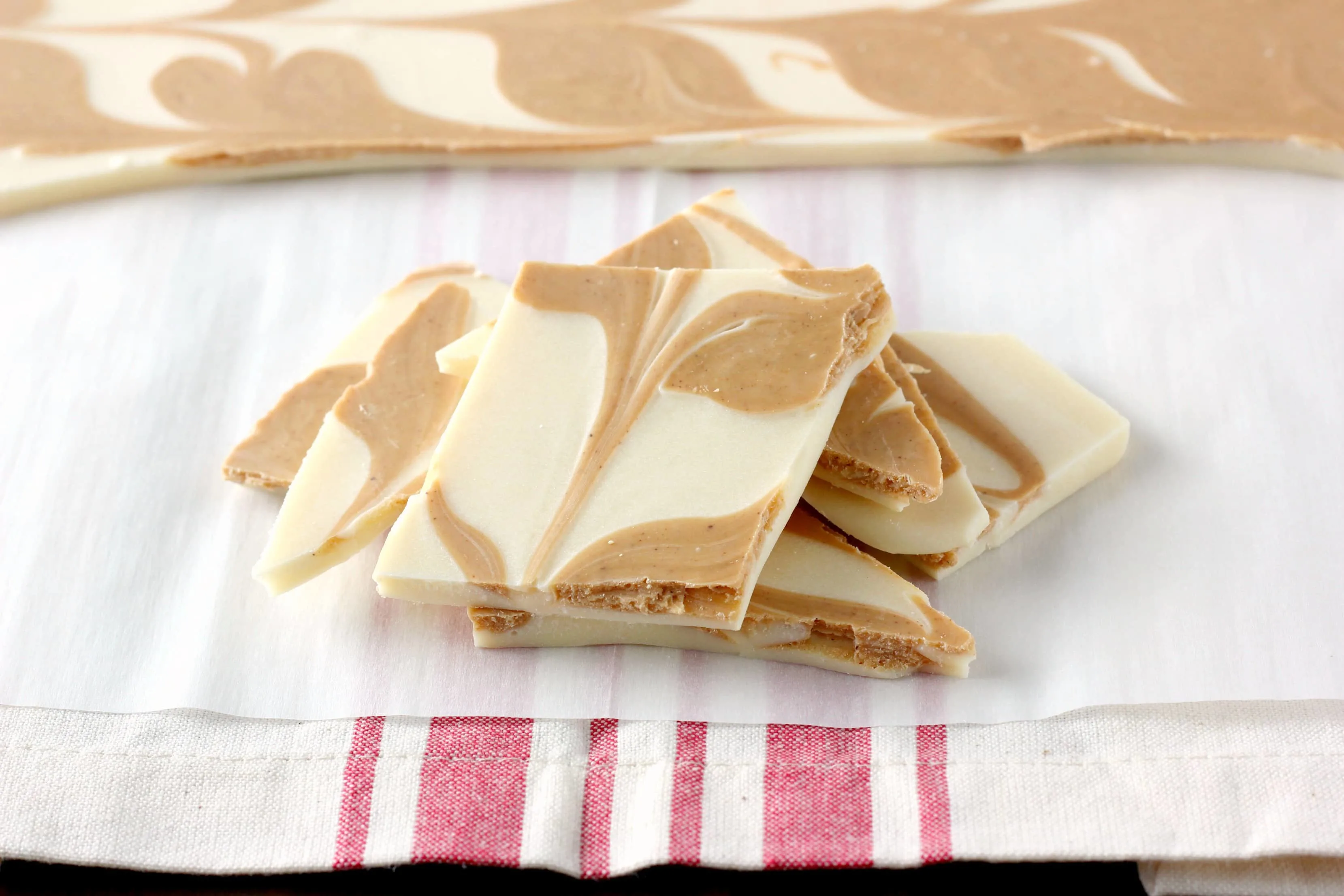 3 Ingredient Swirled Cookie Butter Bark Recipe from A Kitchen Addiction