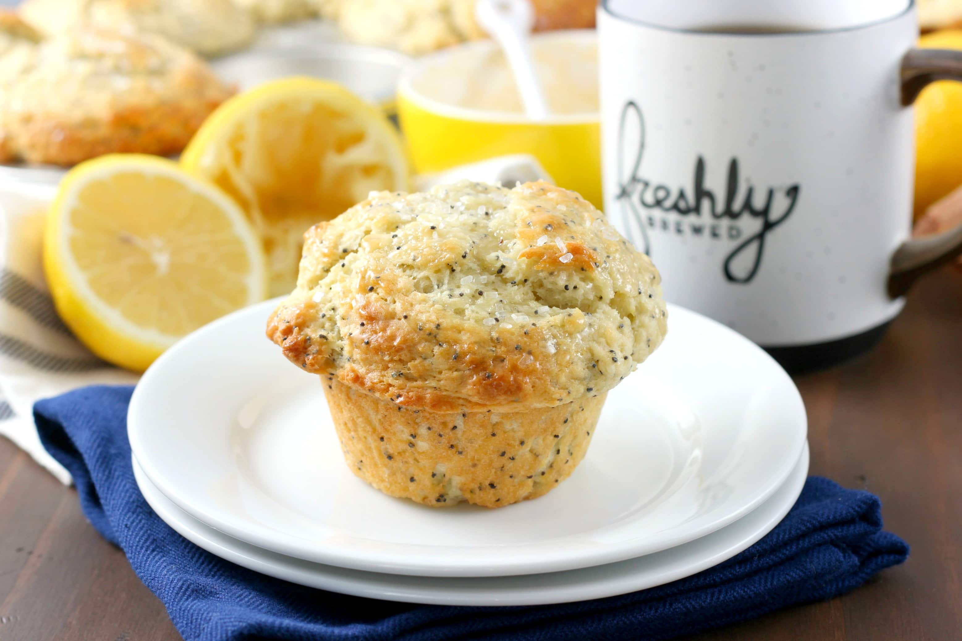 Bakery Style Lemon Poppy Seed Muffins Recipe from A Kitchen Addiction