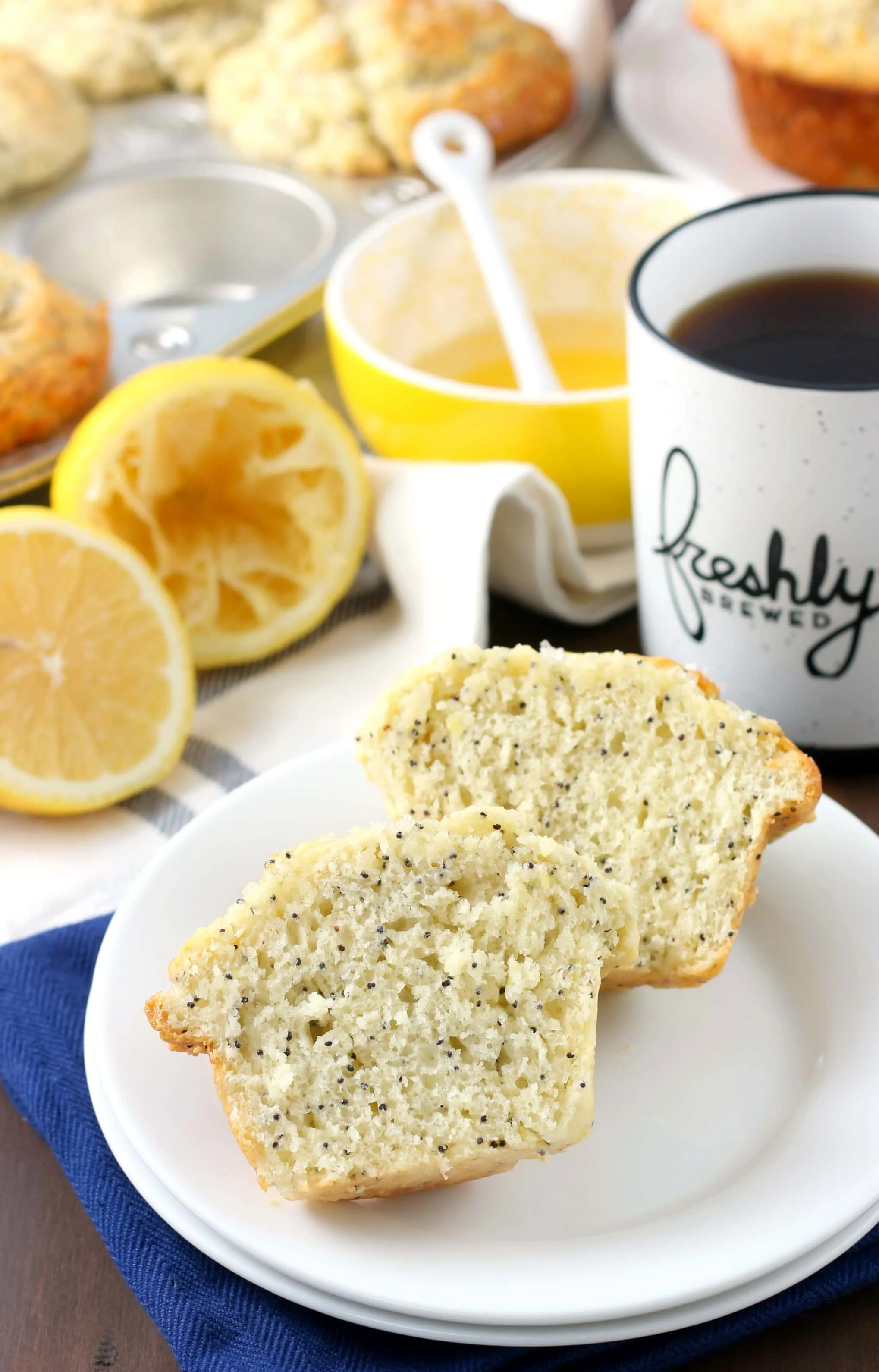 Bakery Style Lemon Poppy Seed Muffins Recipe from A Kitchen Addiction