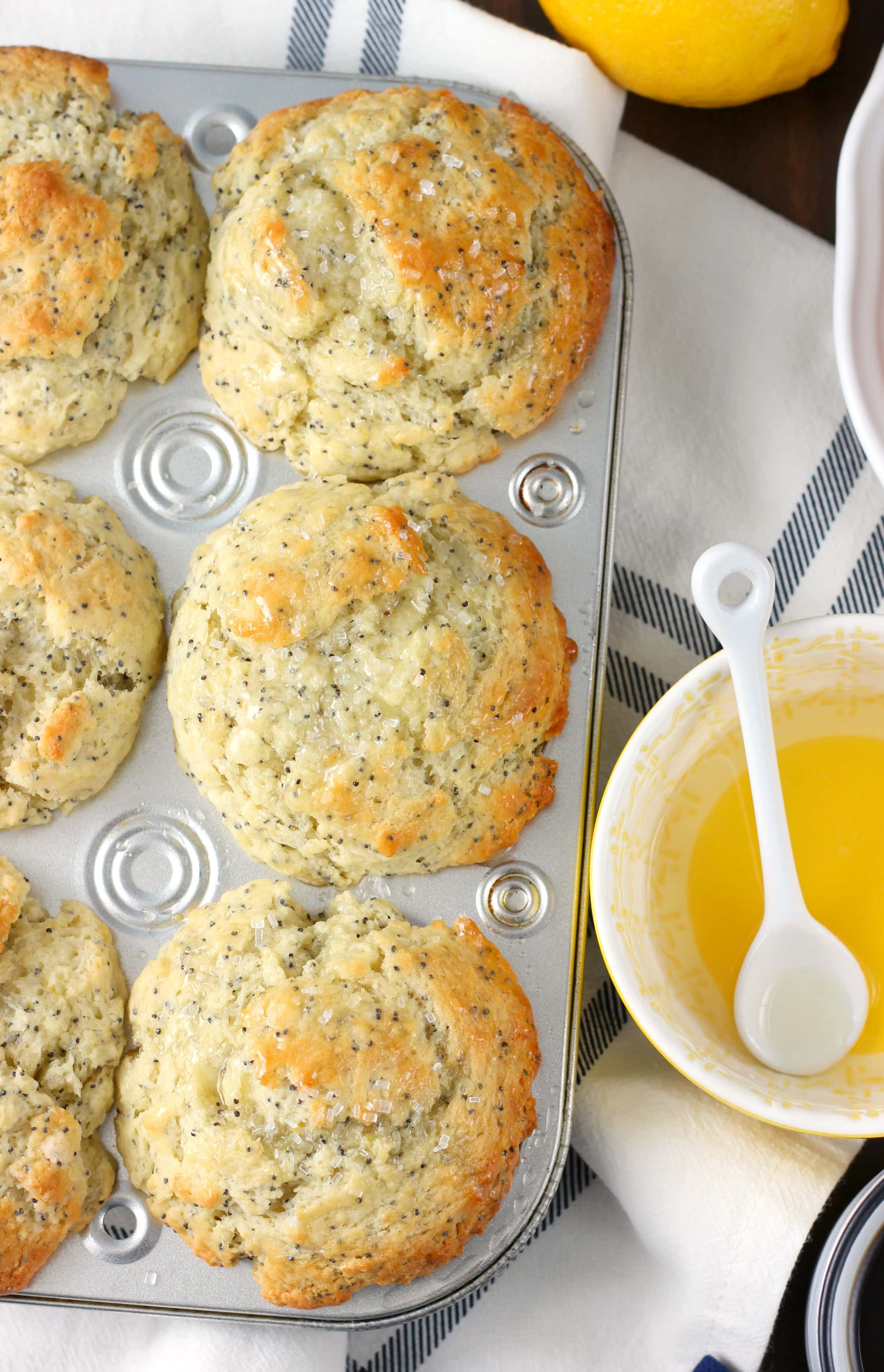 Bakery Style Lemon Poppy Seed Muffins Recipe from A Kitchen Addiction