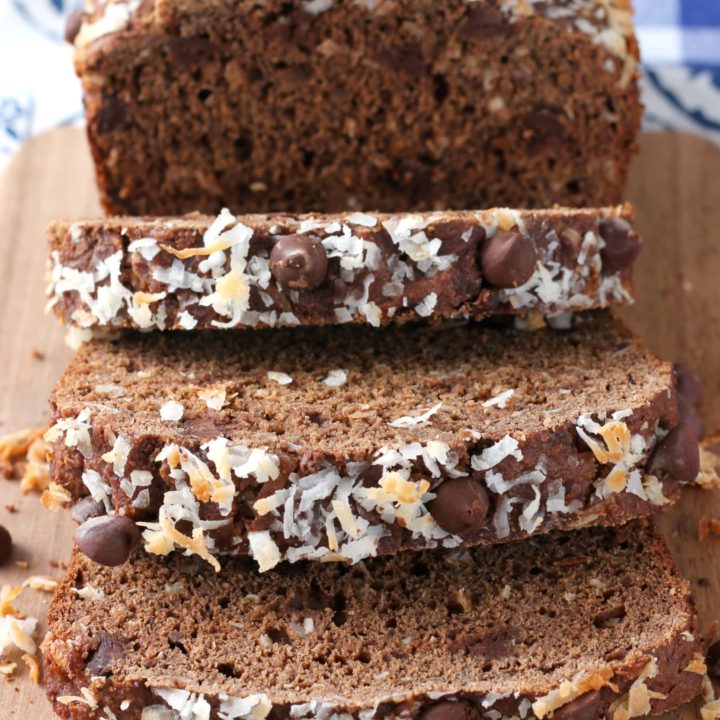 Chocolate Coconut Yogurt Quick Bread Recipe from A Kitchen Addiction