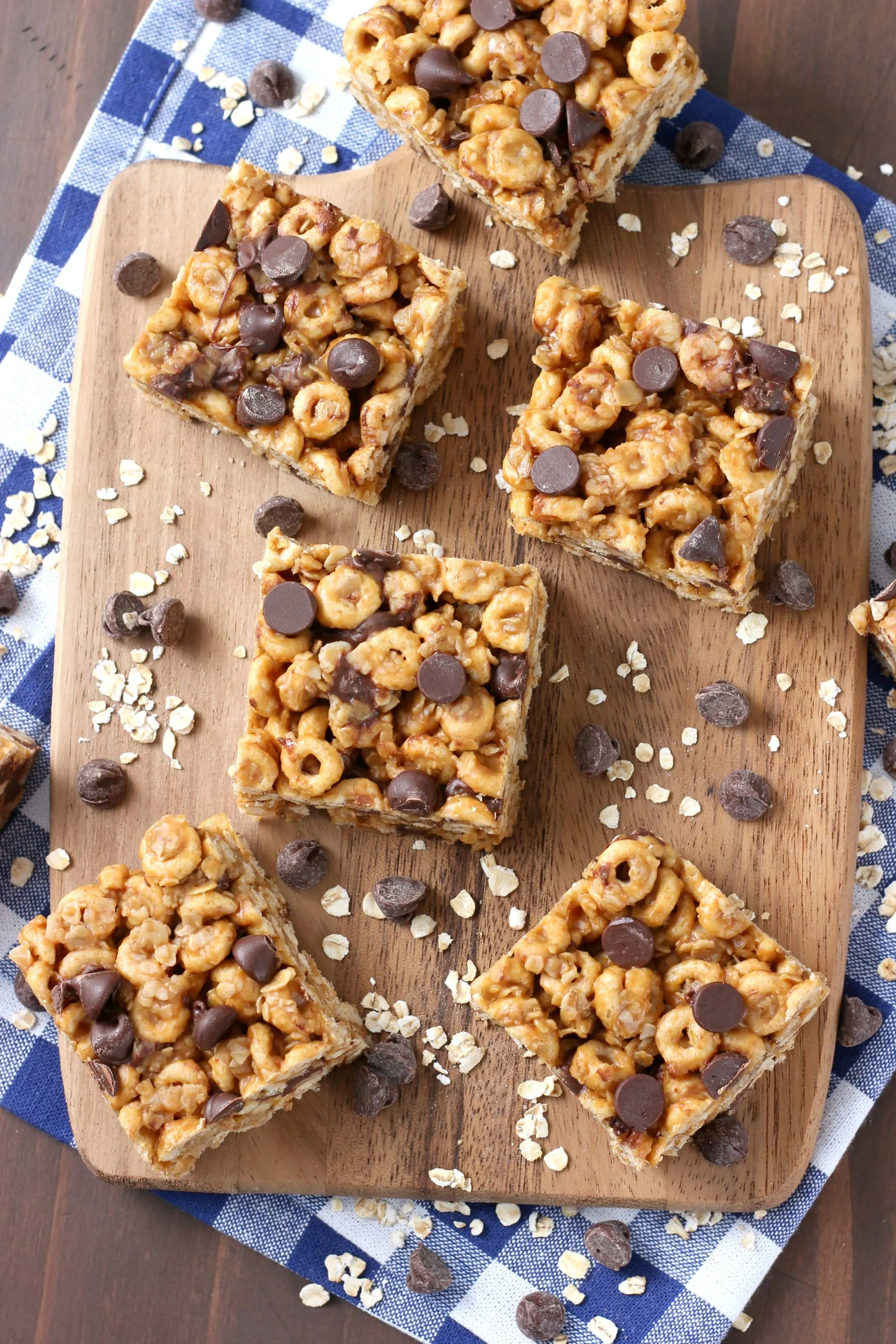 No Bake Chocolate Peanut Butter Honey Cereal Bars Recipe from A Kitchen Addiction