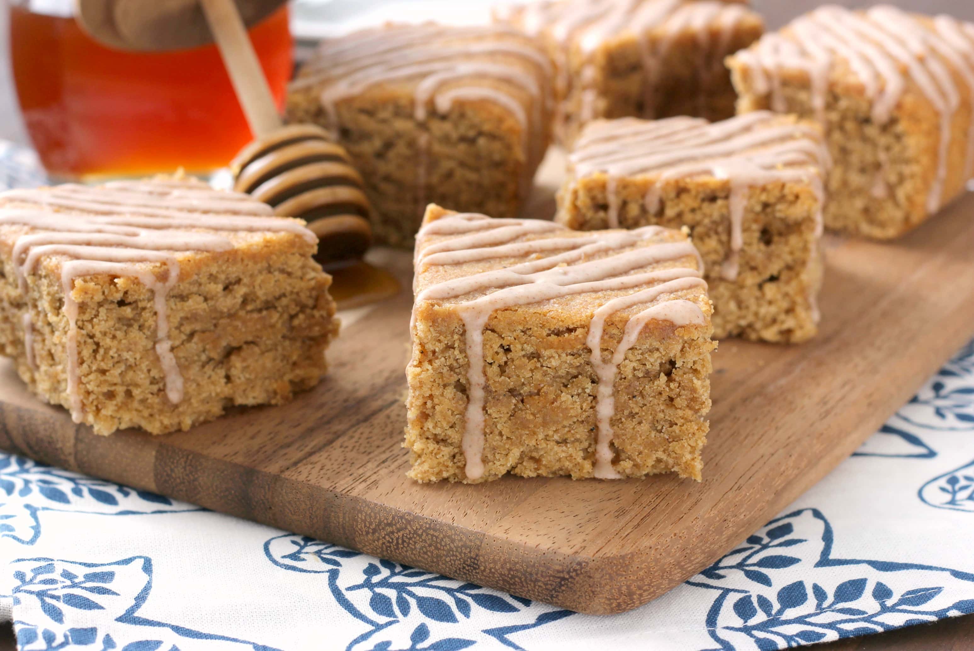 Cinnamon Glazed Banana Peanut Butter Bars Recipe from A Kitchen Addiction