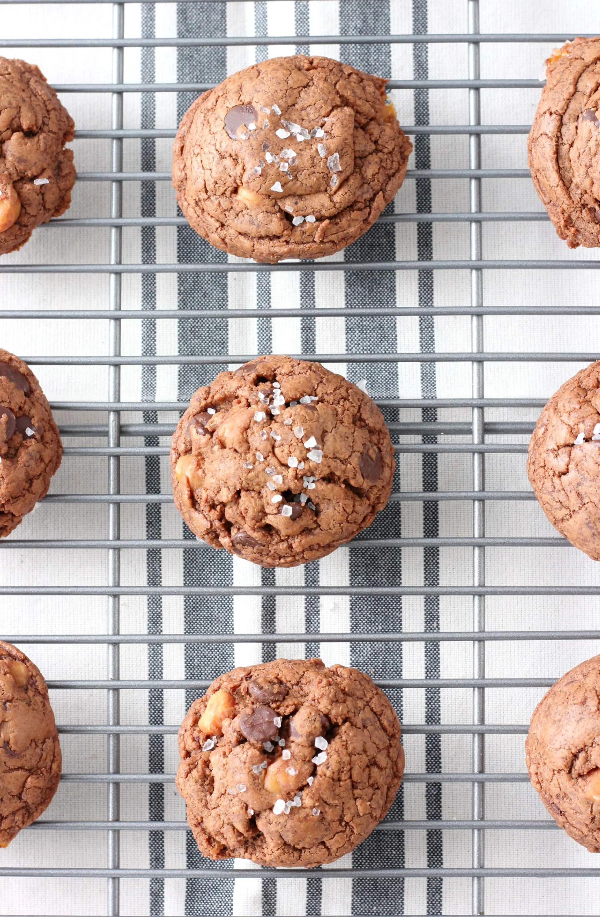 Salted Dark Chocolate Caramel Fudge Cookies Recipe from A Kitchen Addiction