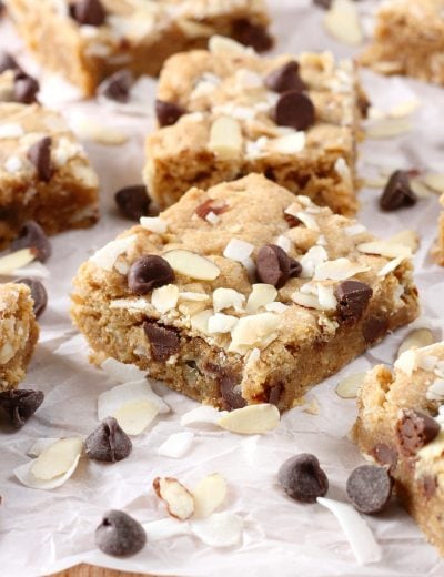 Almond Joy Blondies Recipe from A Kitchen Addiction