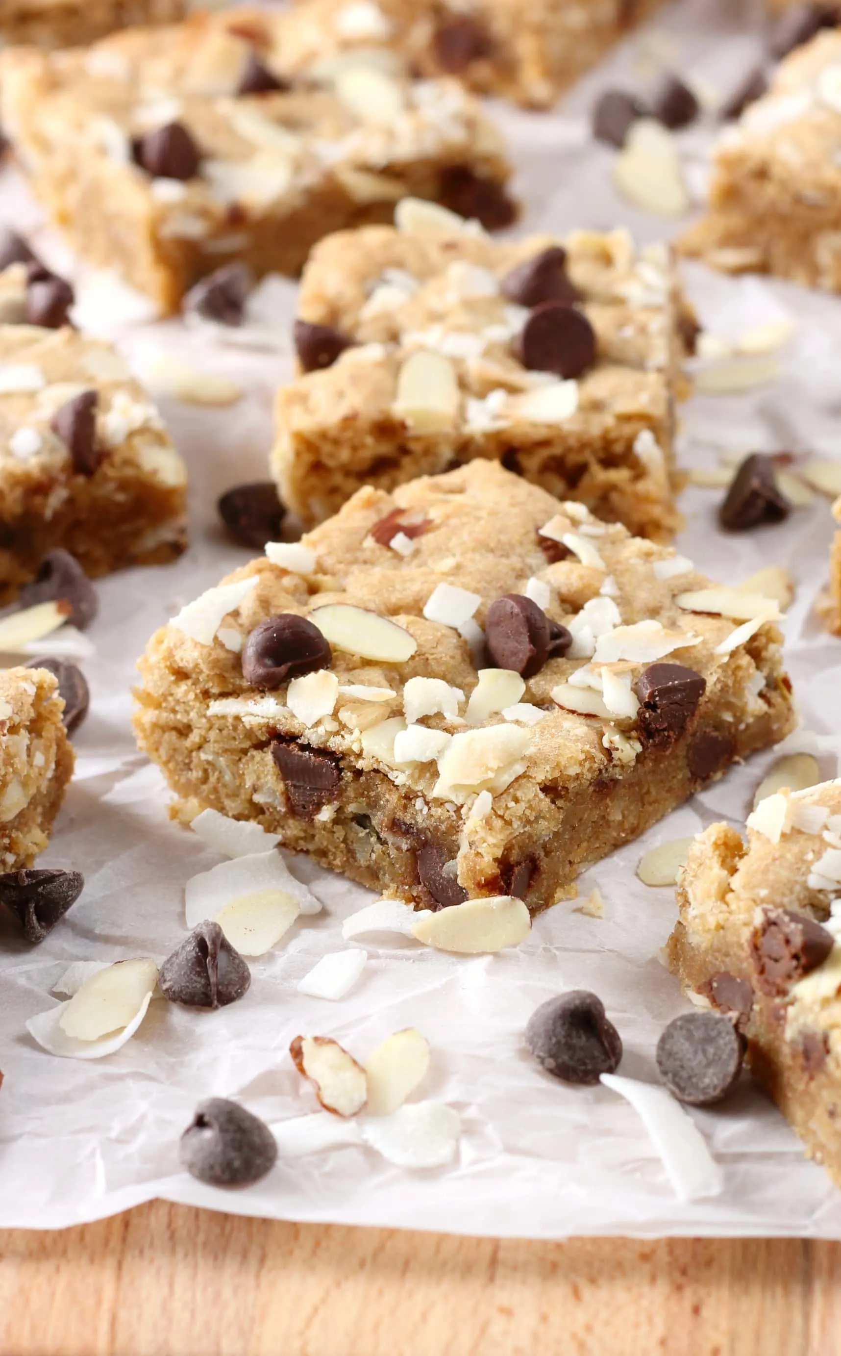 Almond Joy Blondies Recipe from A Kitchen Addiction