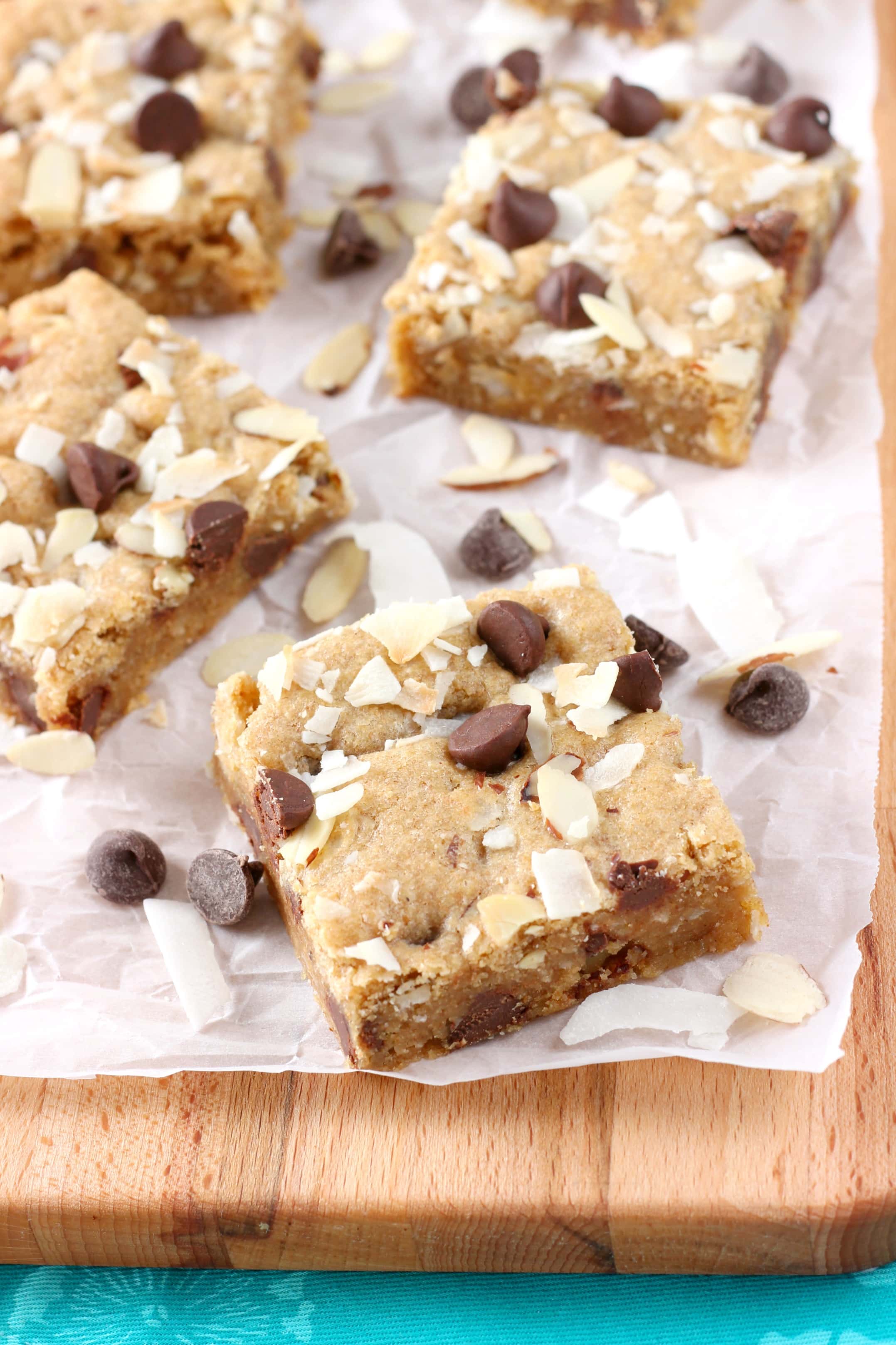 Almond Joy Blondies Recipe from A Kitchen Addiction