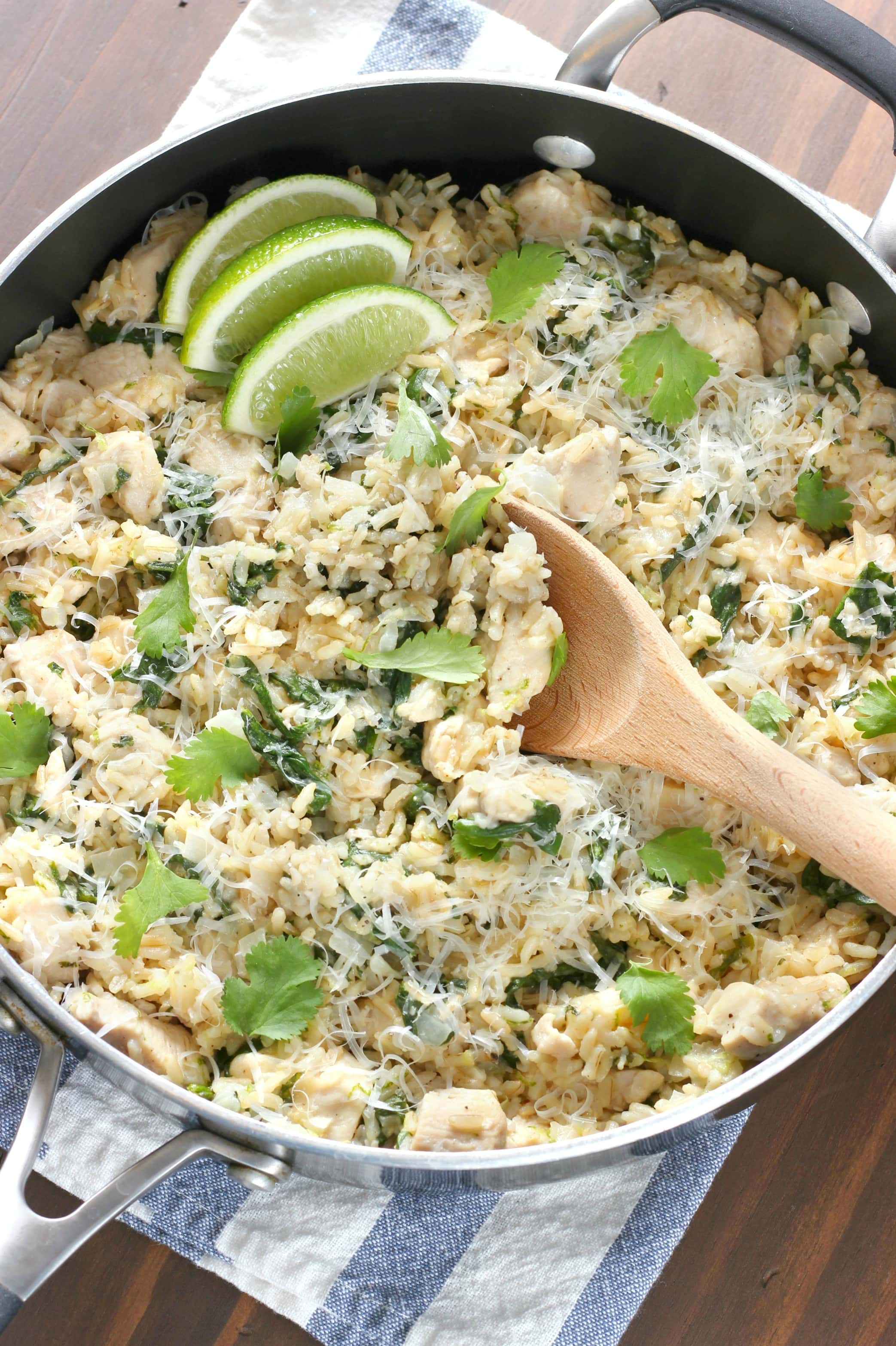 Cilantro Lime Chicken with Rice Skillet Recipe from A Kitchen Addiction