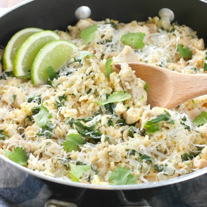 Cilantro Lime Chicken with Rice Skillet Recipe from A Kitchen Addiction