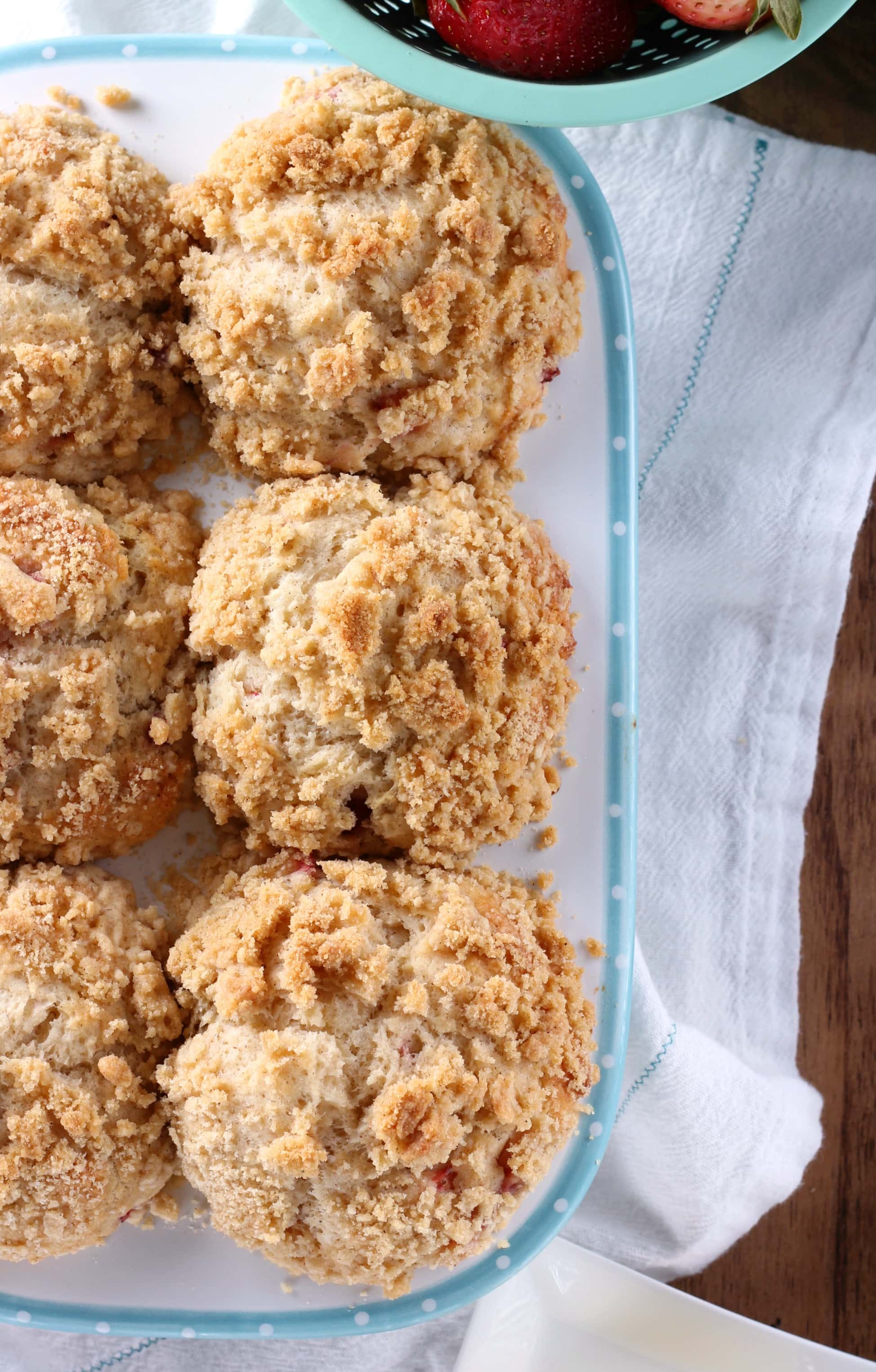 Bakery Style Strawberry Crumb Muffins Recipe from A Kitchen Addiction