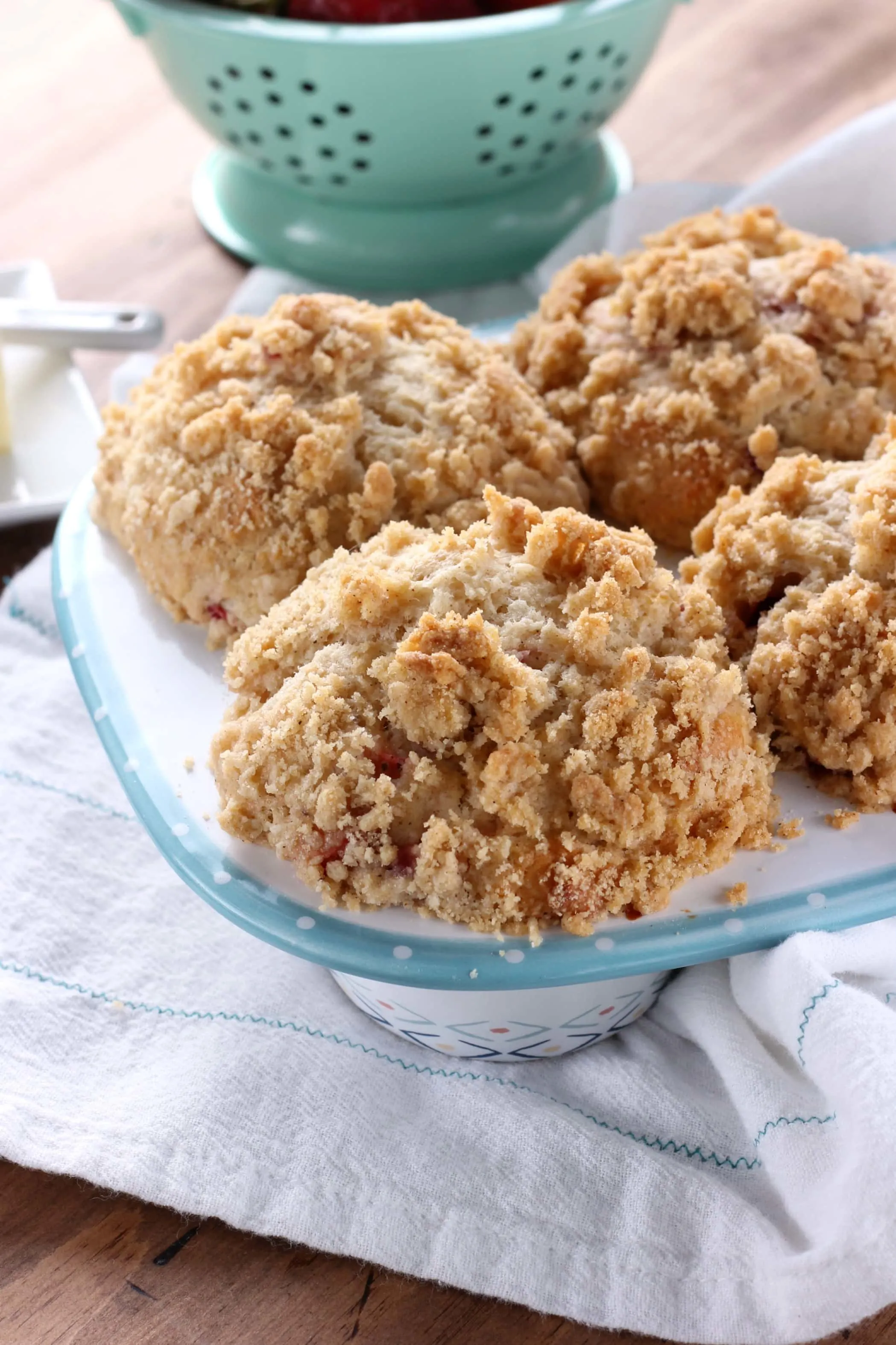 Bakery Style Strawberry Crumb Muffins Recipe from A Kitchen Addiction