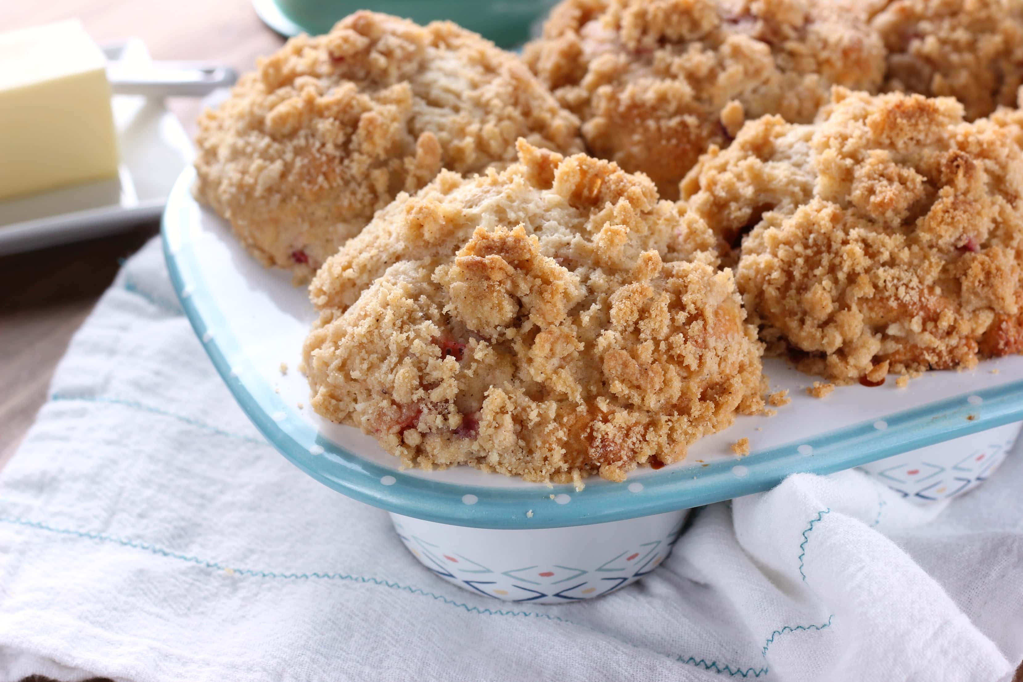 Bakery Style Strawberry Crumb Muffins Recipe from A Kitchen Addiction
