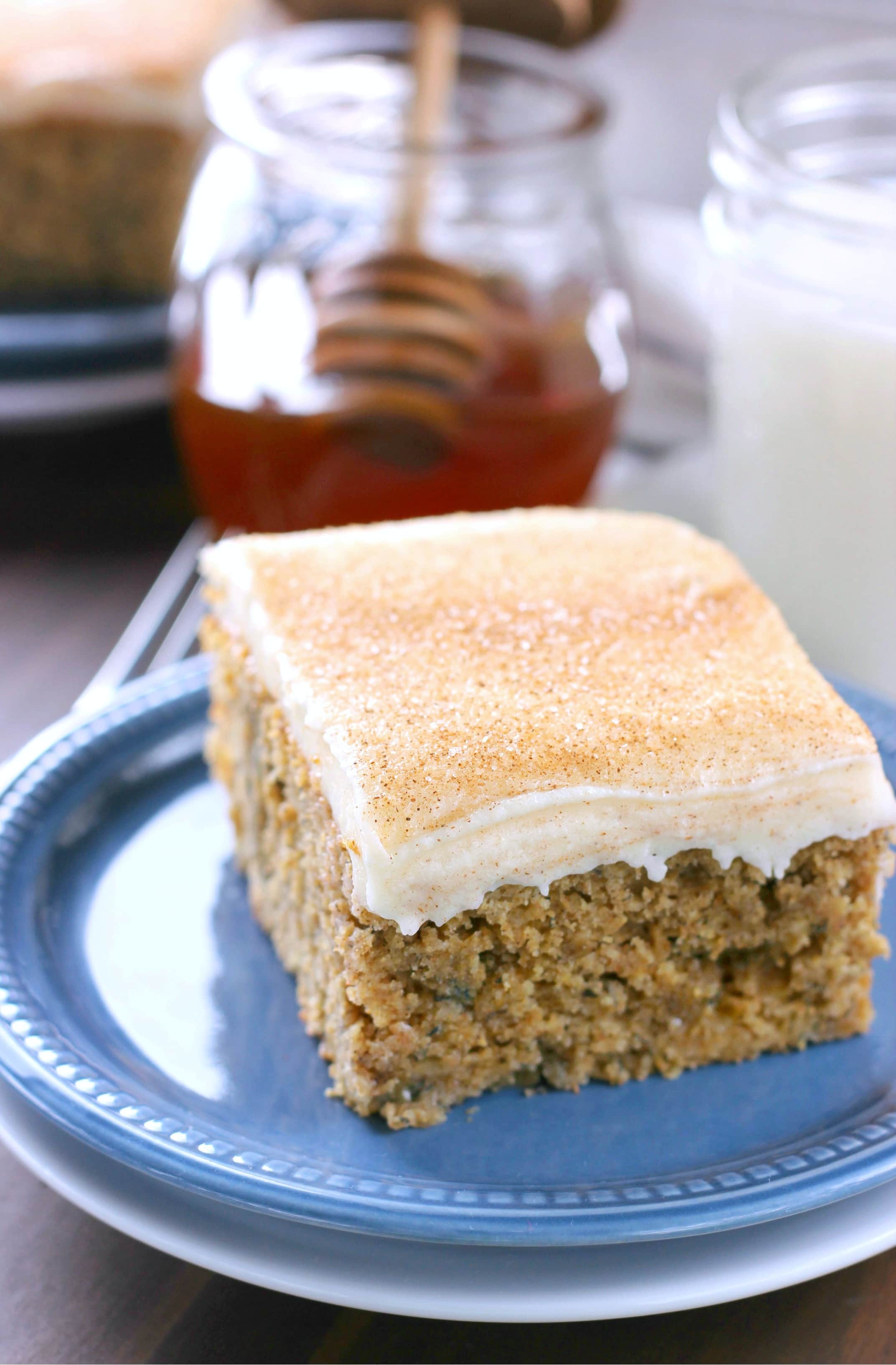 Cinnamon Banana Cake with Honey Cream Cheese Frosting Recipe from A Kitchen Addiction