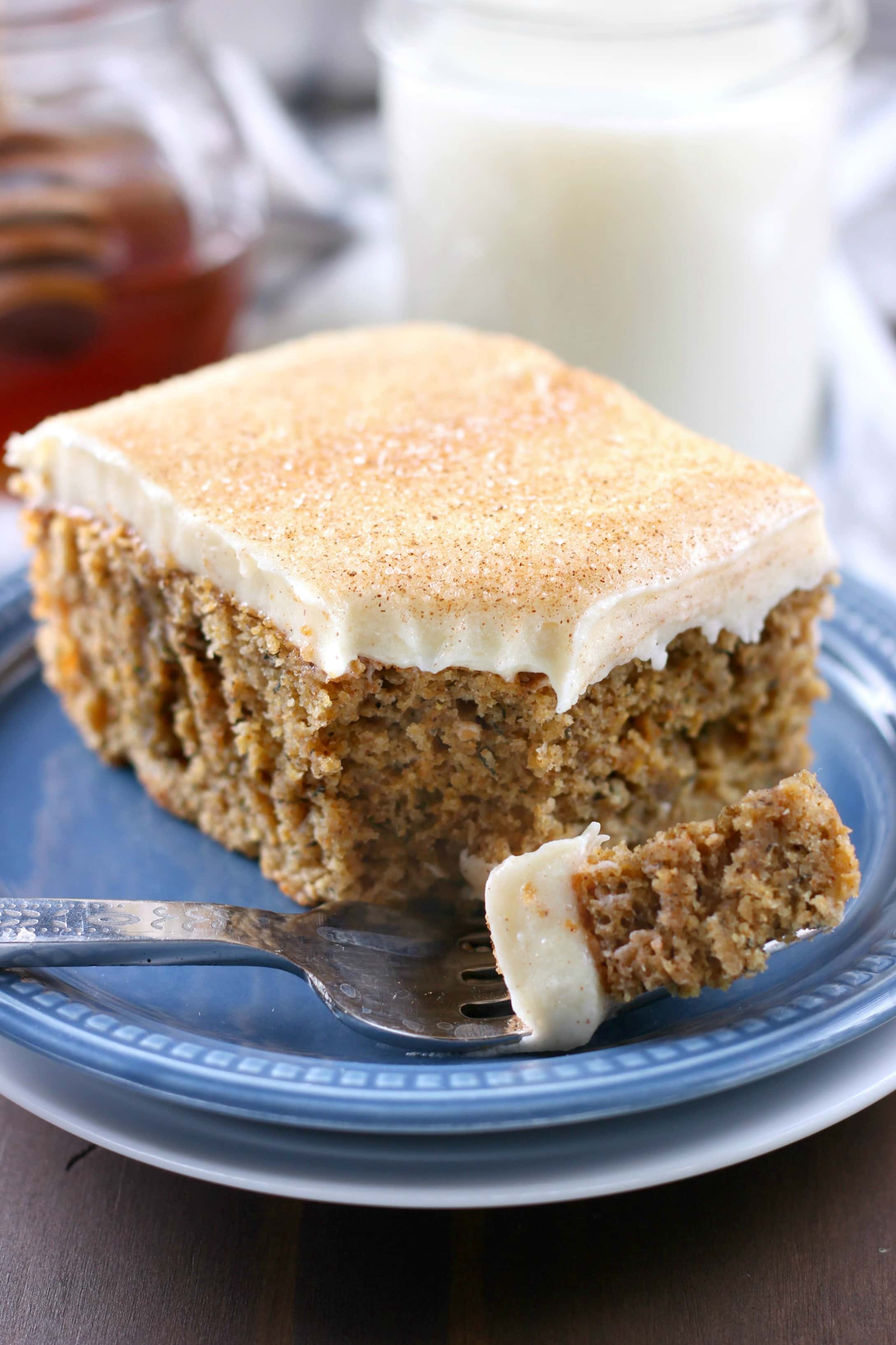 Cinnamon Banana Cake with Honey Cream Cheese Frosting Recipe from A Kitchen Addiction