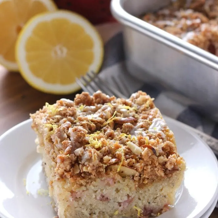 Gluten Free Strawberry Lemon Poppy Seed Coffee Cake Recipe from A Kitchen Addiction