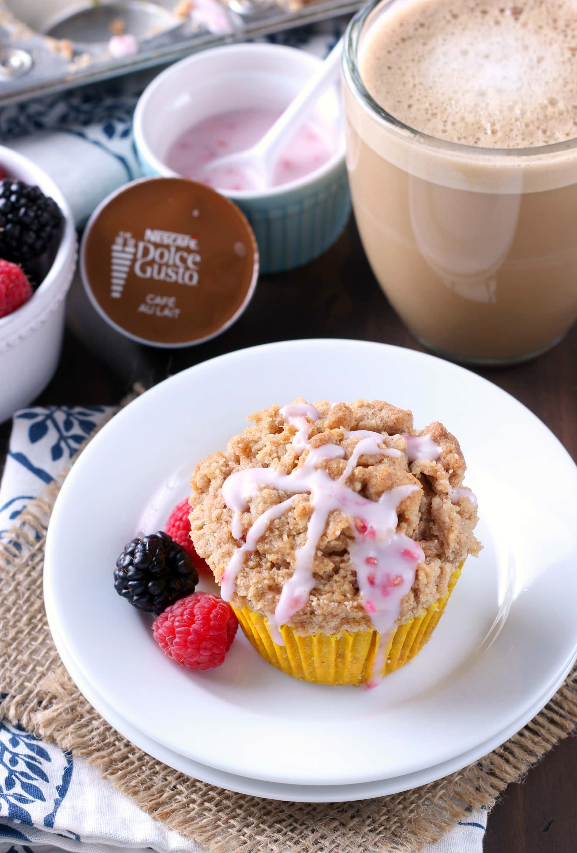 Blackberry Raspberry Coffee Cake Muffins Recipe with Nescafe