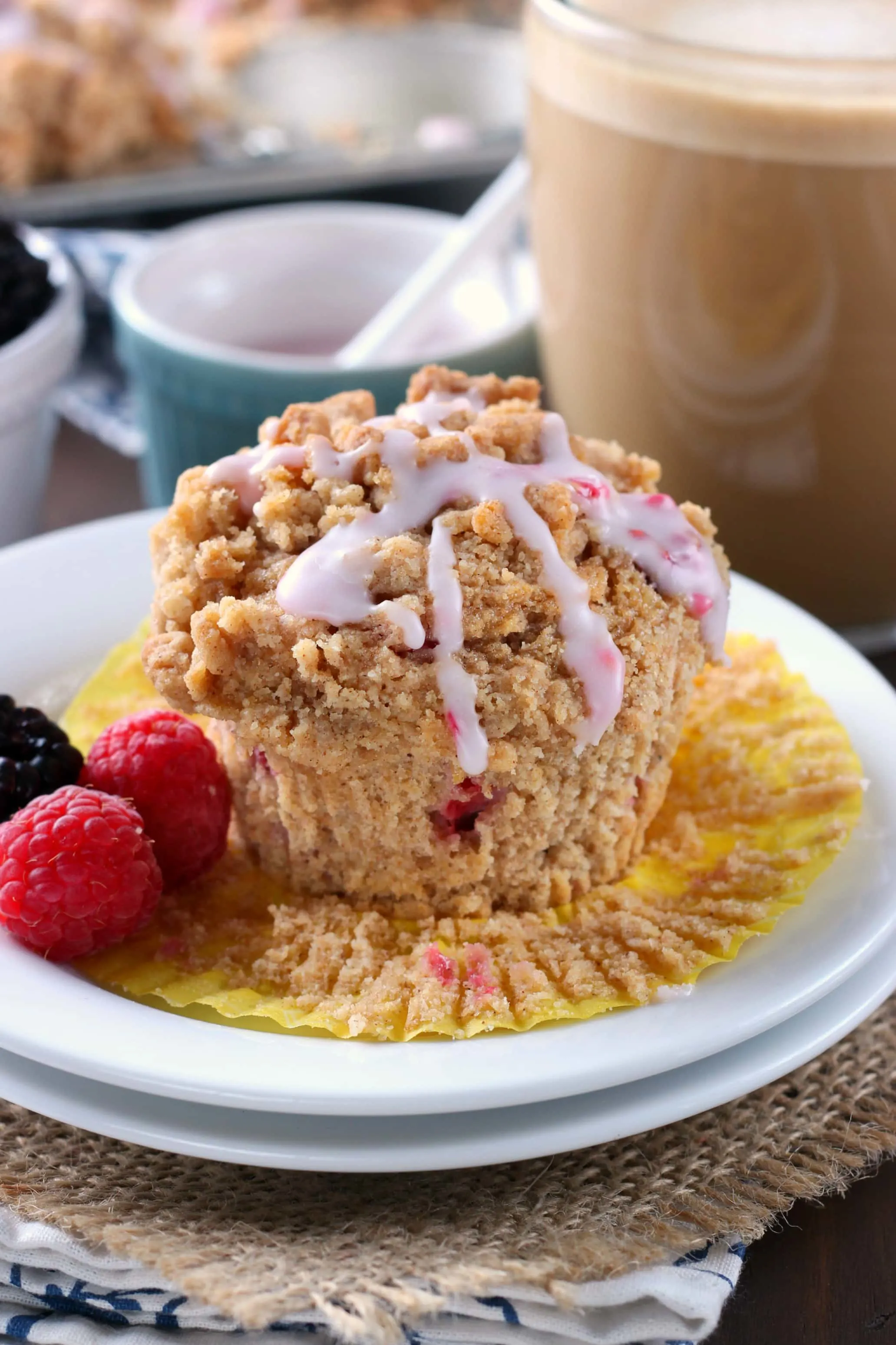 Blackberry Raspberry Coffee Cake Muffins Recipe from A Kitchen Addiction