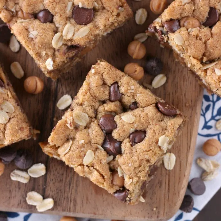 Easy Chocolate Caramel Almond Butter Bars Recipe from A Kitchen Addiction