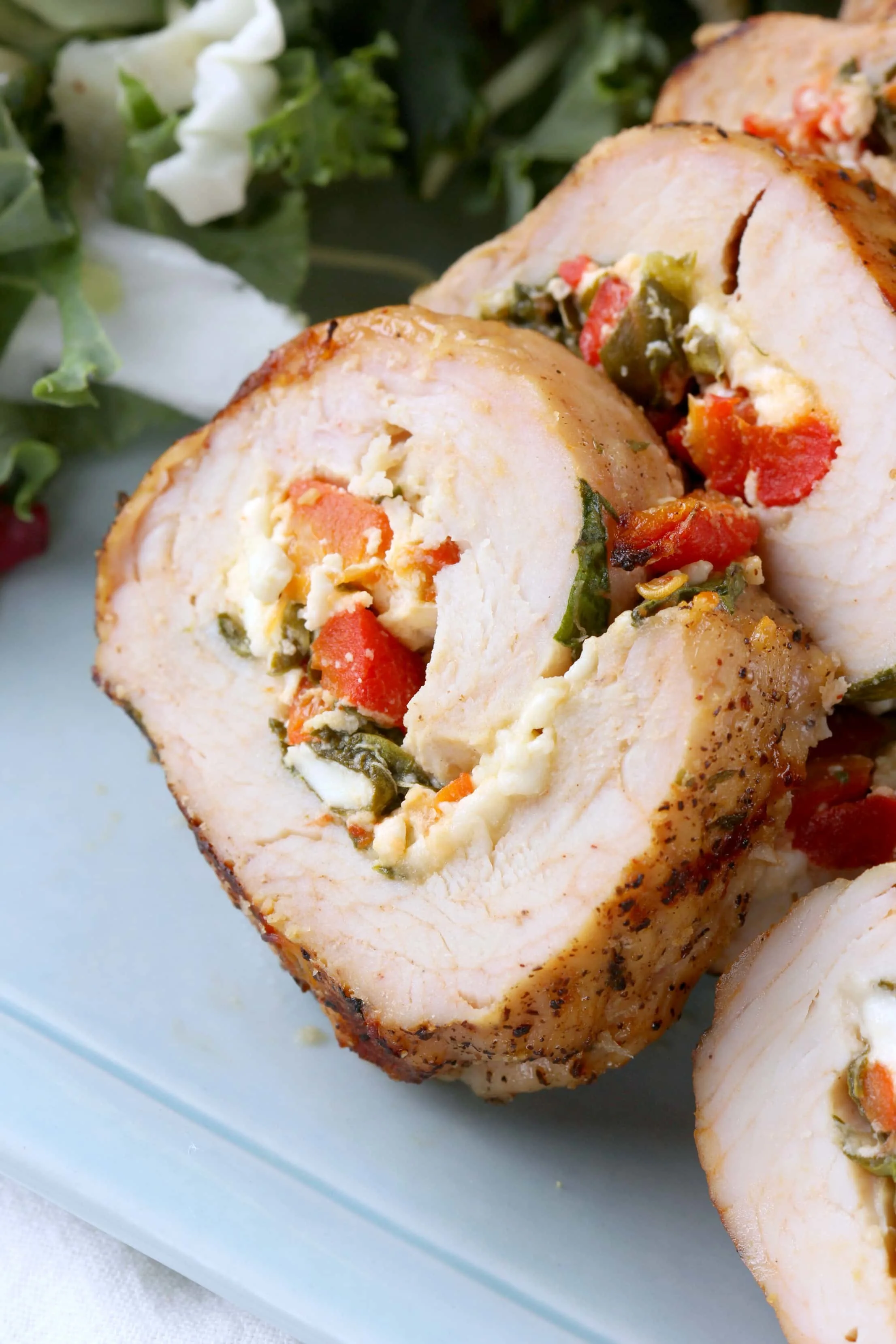 Grilled Spinach and Feta Stuffed Turkey Tenderloin Recipe from A Kitchen Addiction