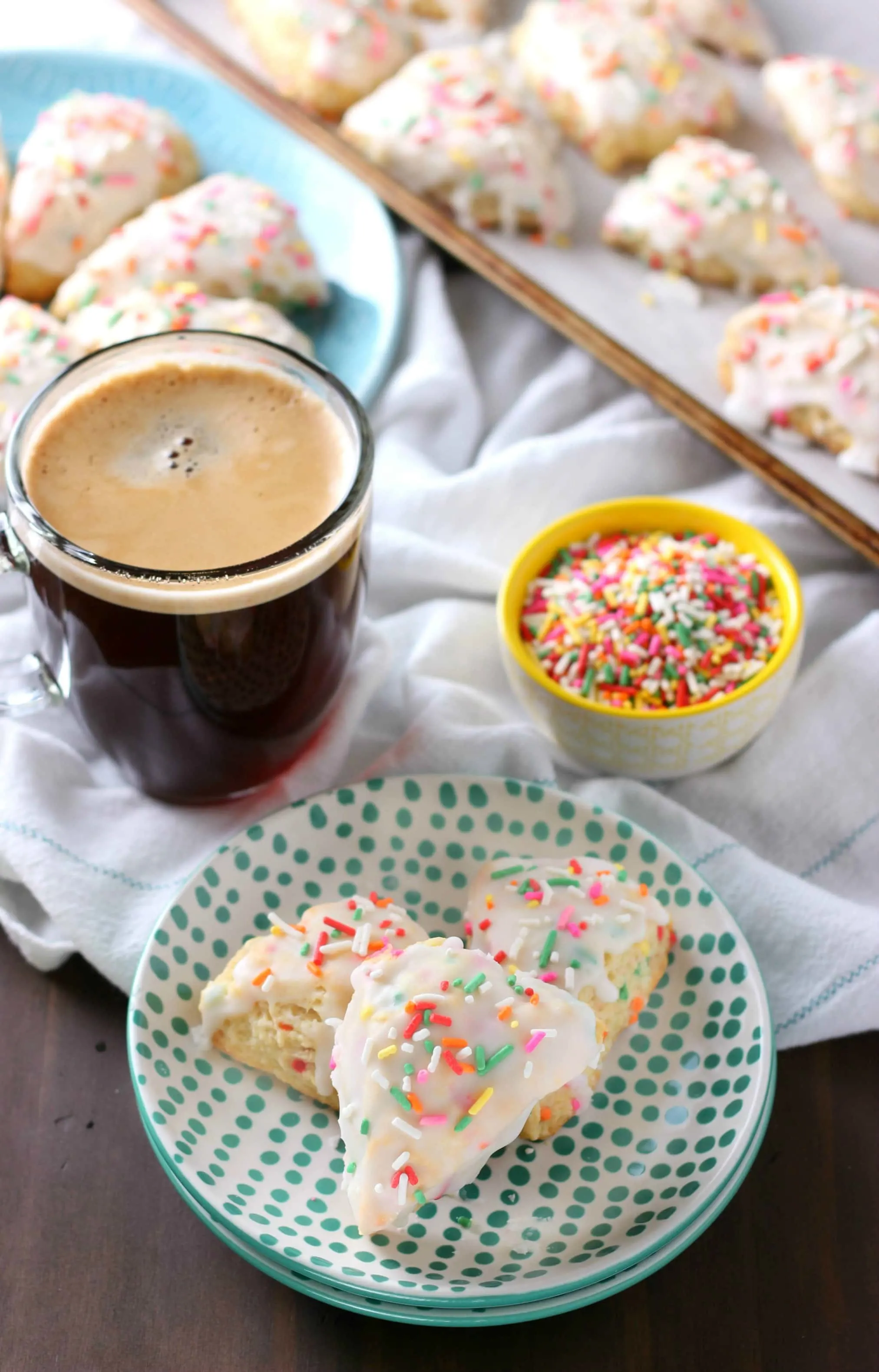 Mini Sprinkle Scones Recipe with Coffee from A Kitchen Addiction