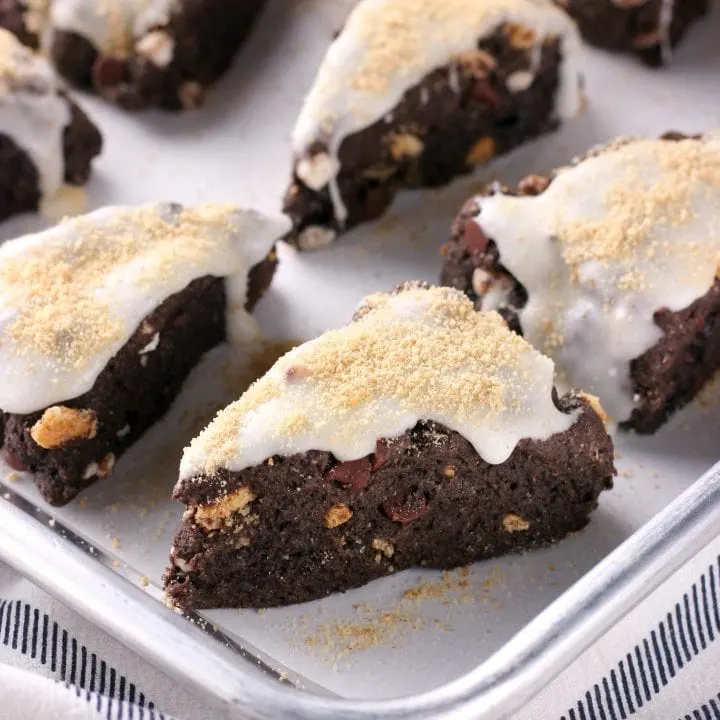 Mini Dark Chocolate Smores Scones Recipe from A Kitchen Addiction