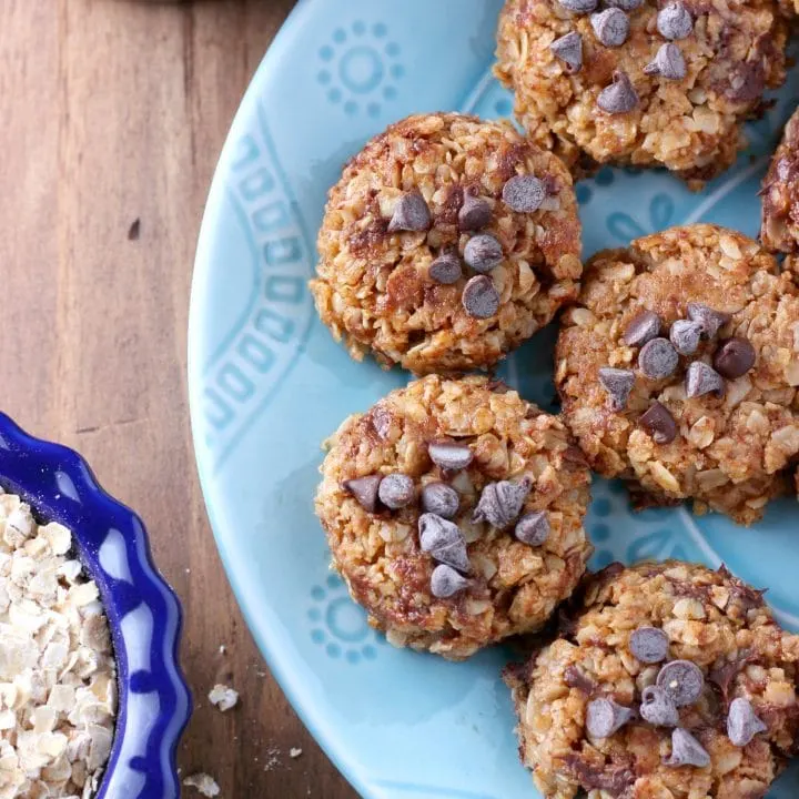 Lighter Almond Butter Chocolate Chip No Bake Cookies Recipe from A Kitchen Addiction