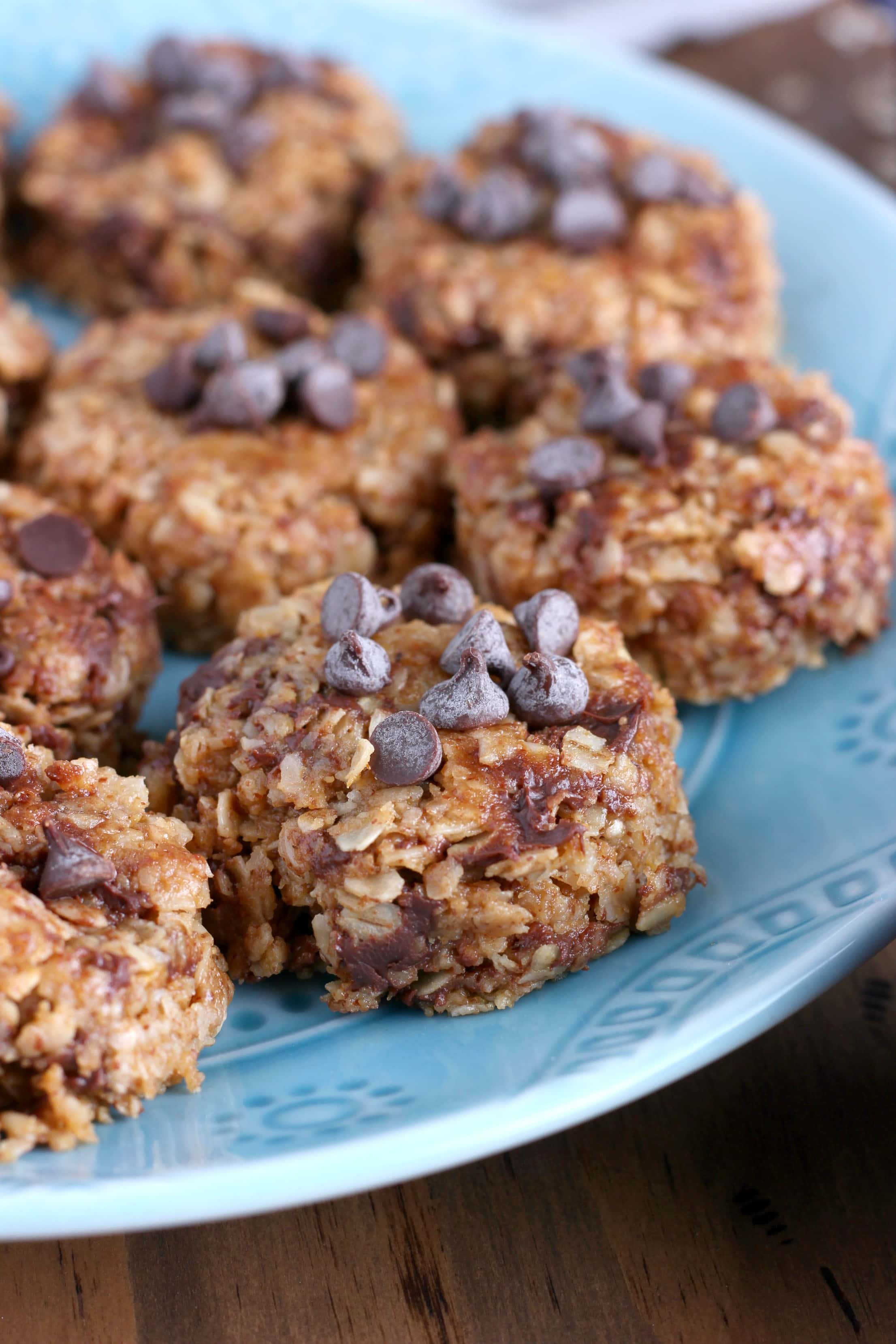 Almond Butter Chocolate Chip No Bake Cookies Recipe from A Kitchen Addiction