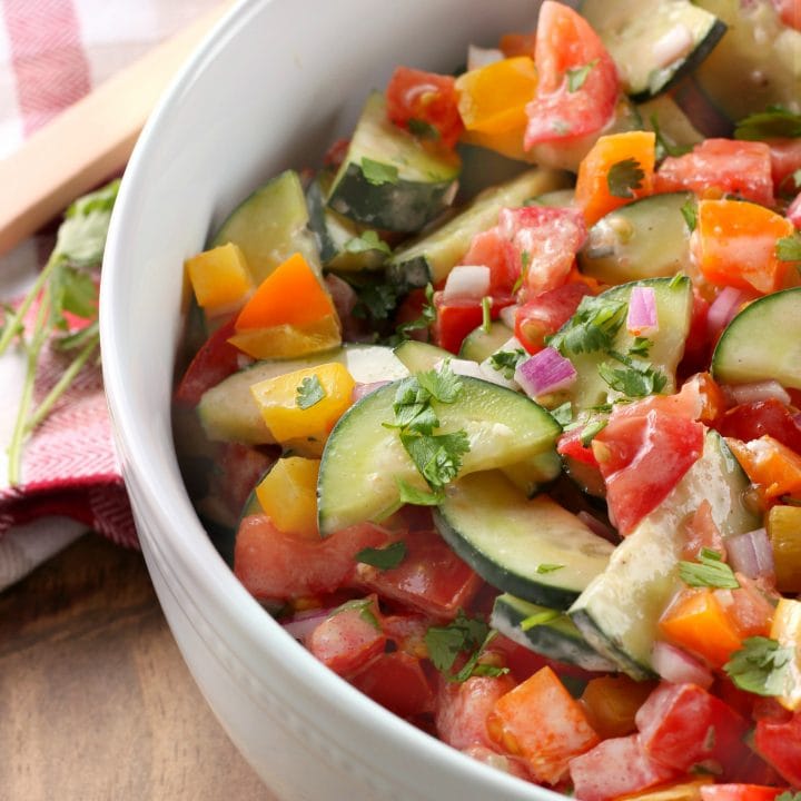 Creamy Ranch Tomato Cucumber Salad Recipe from A Kitchen Addiction