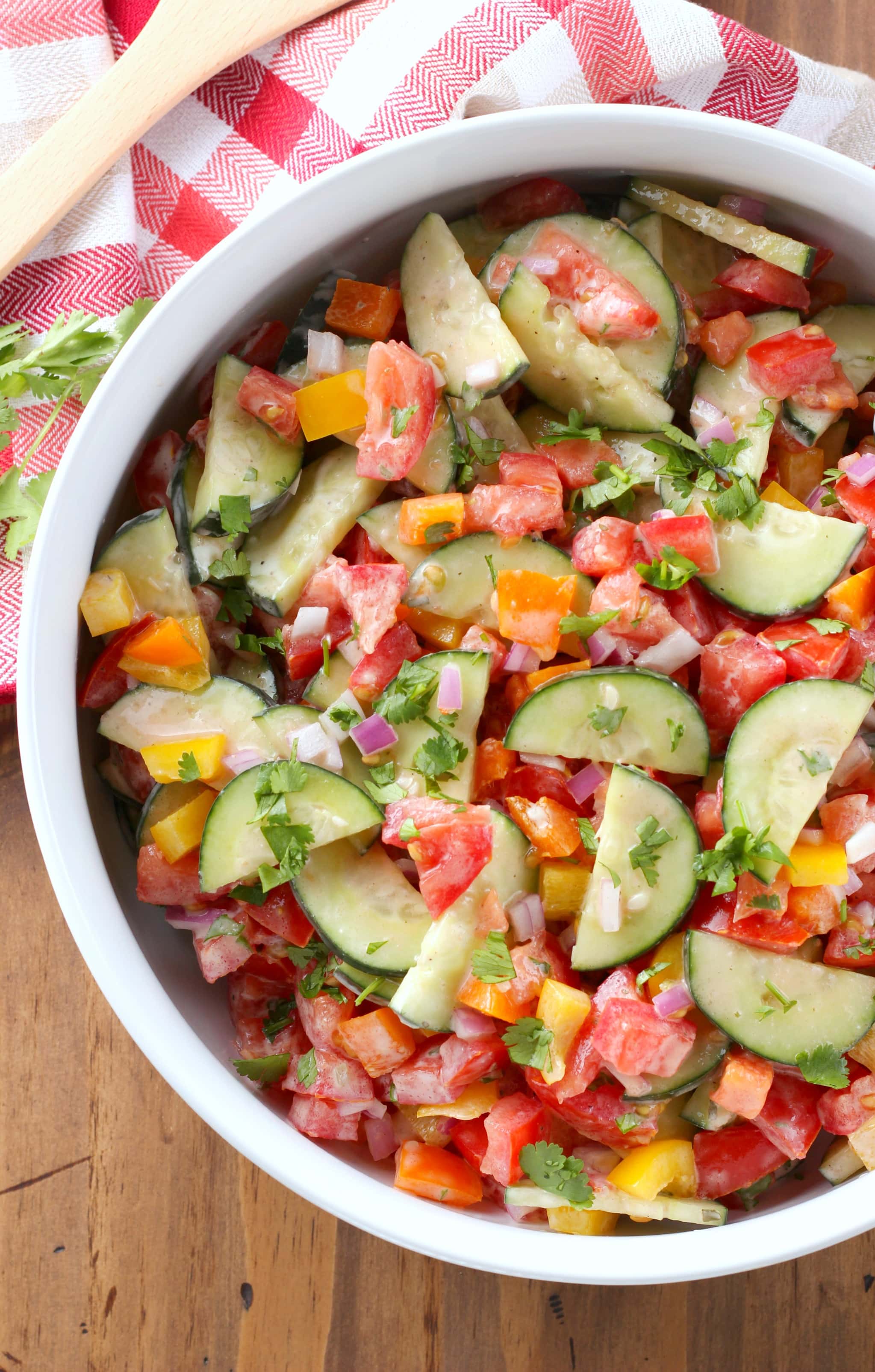 Ranch Tomato Cucumber Salad Recipe from A Kitchen Addiction