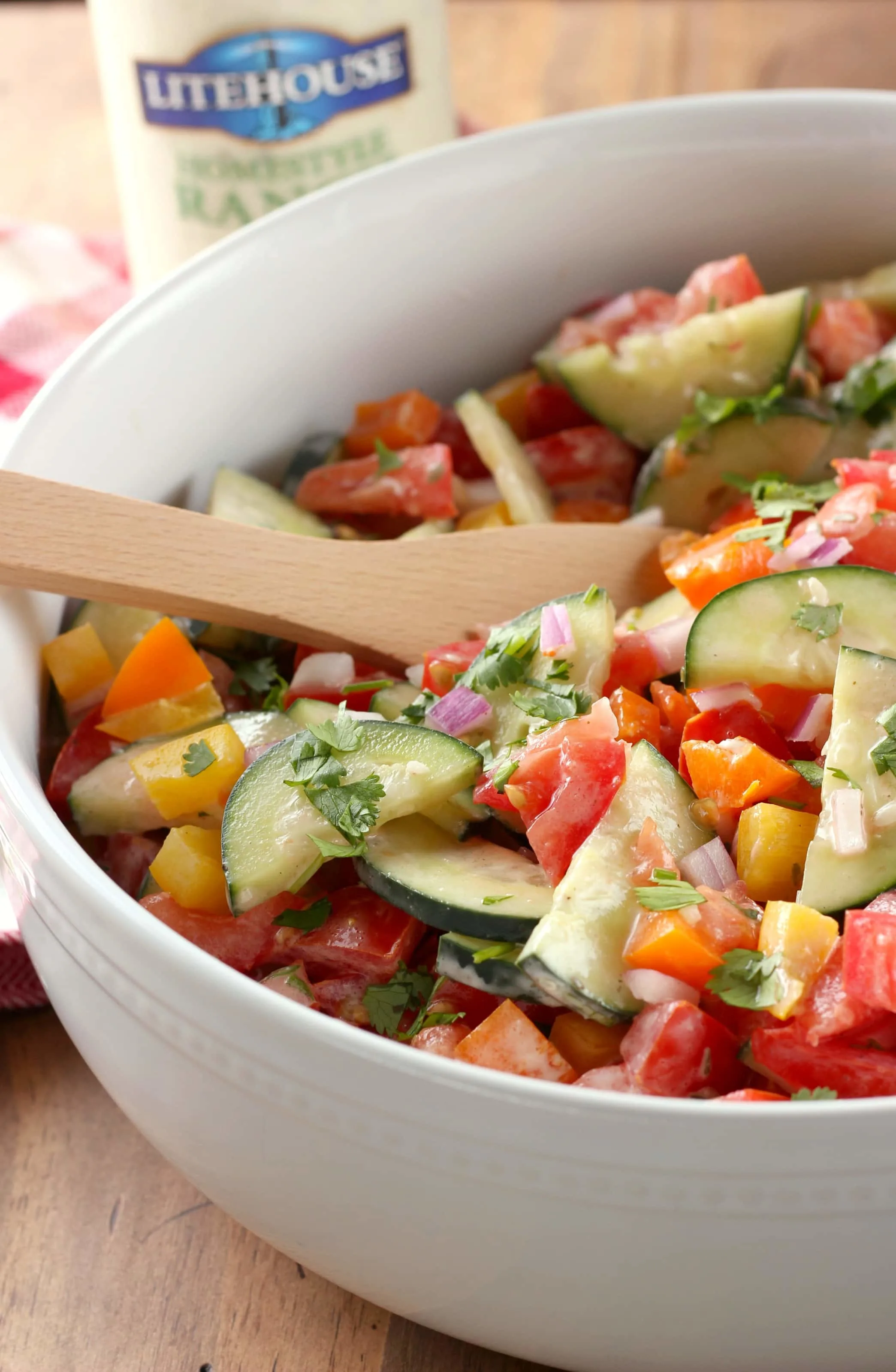 Ranch Tomato Cucumber Salad with Litehouse Dressing