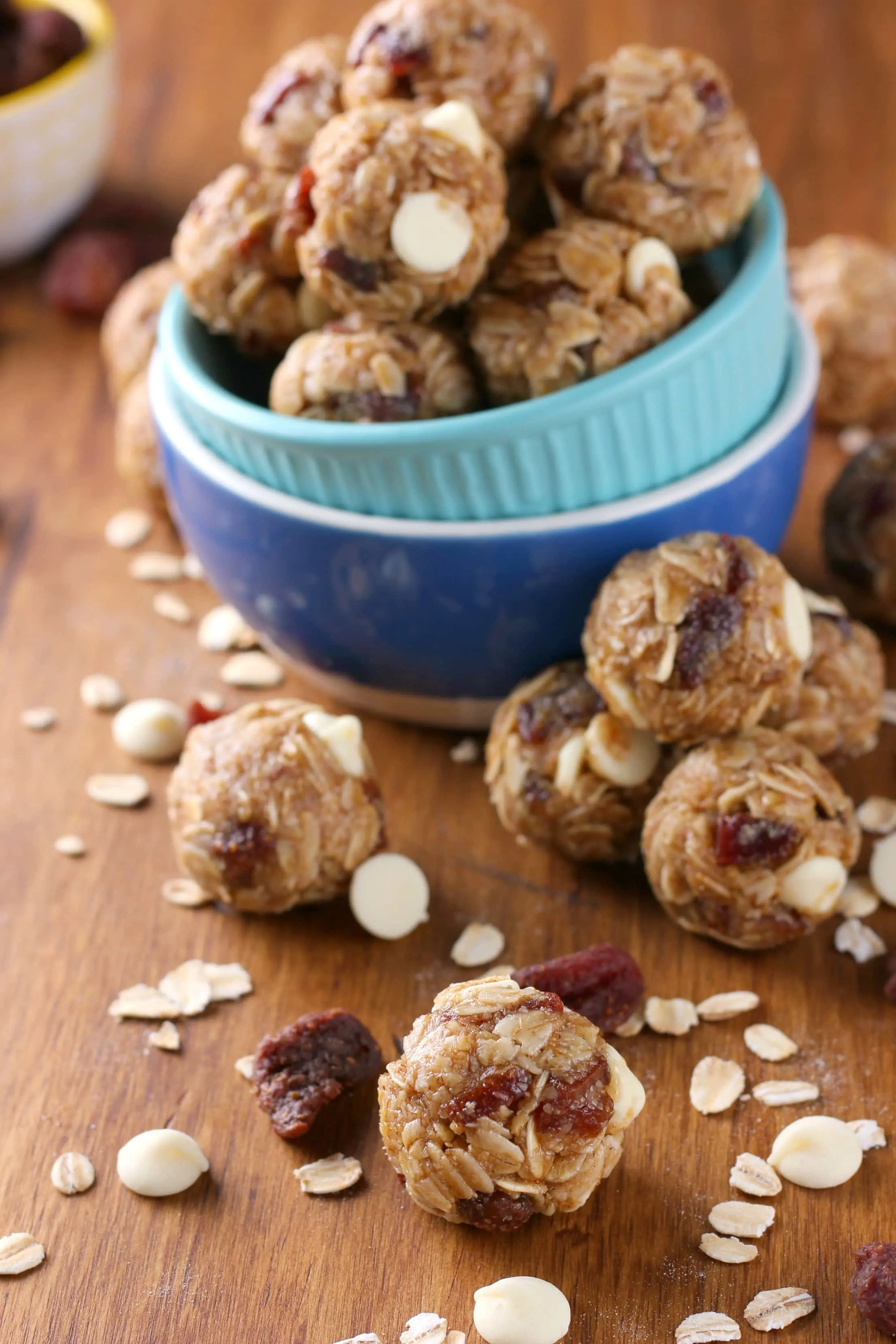 No Bake Strawberry White Chocolate Granola Bites Recipe from A Kitchen Addiction