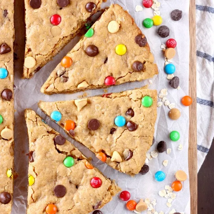 Healthier Chocolate Chip Peanut Butter Oat Cookie Wedges Recipe from A Kitchen Addiction