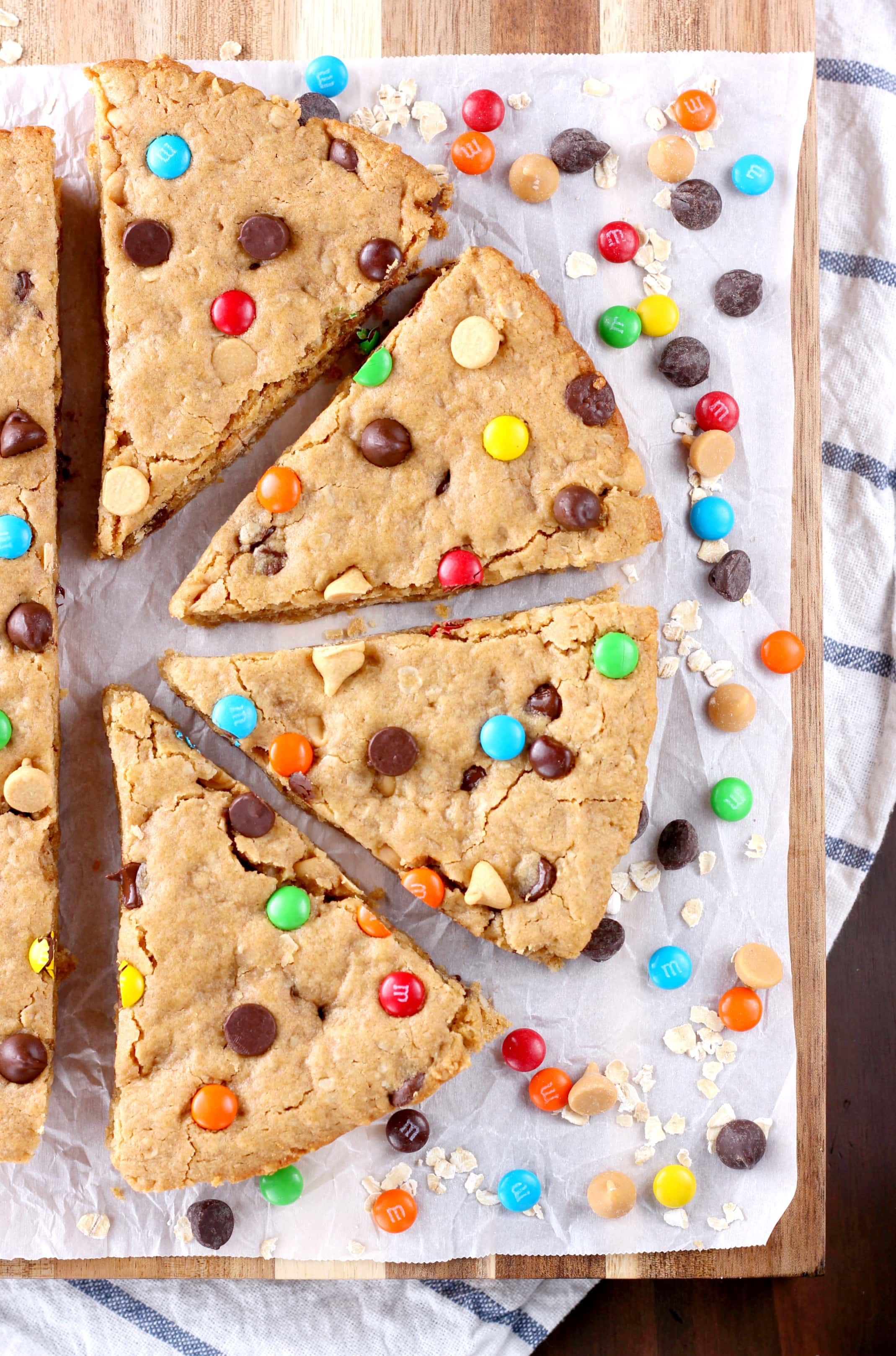 Healthier Chocolate Chip Peanut Butter Oat Cookie Wedges Recipe from A Kitchen Addiction