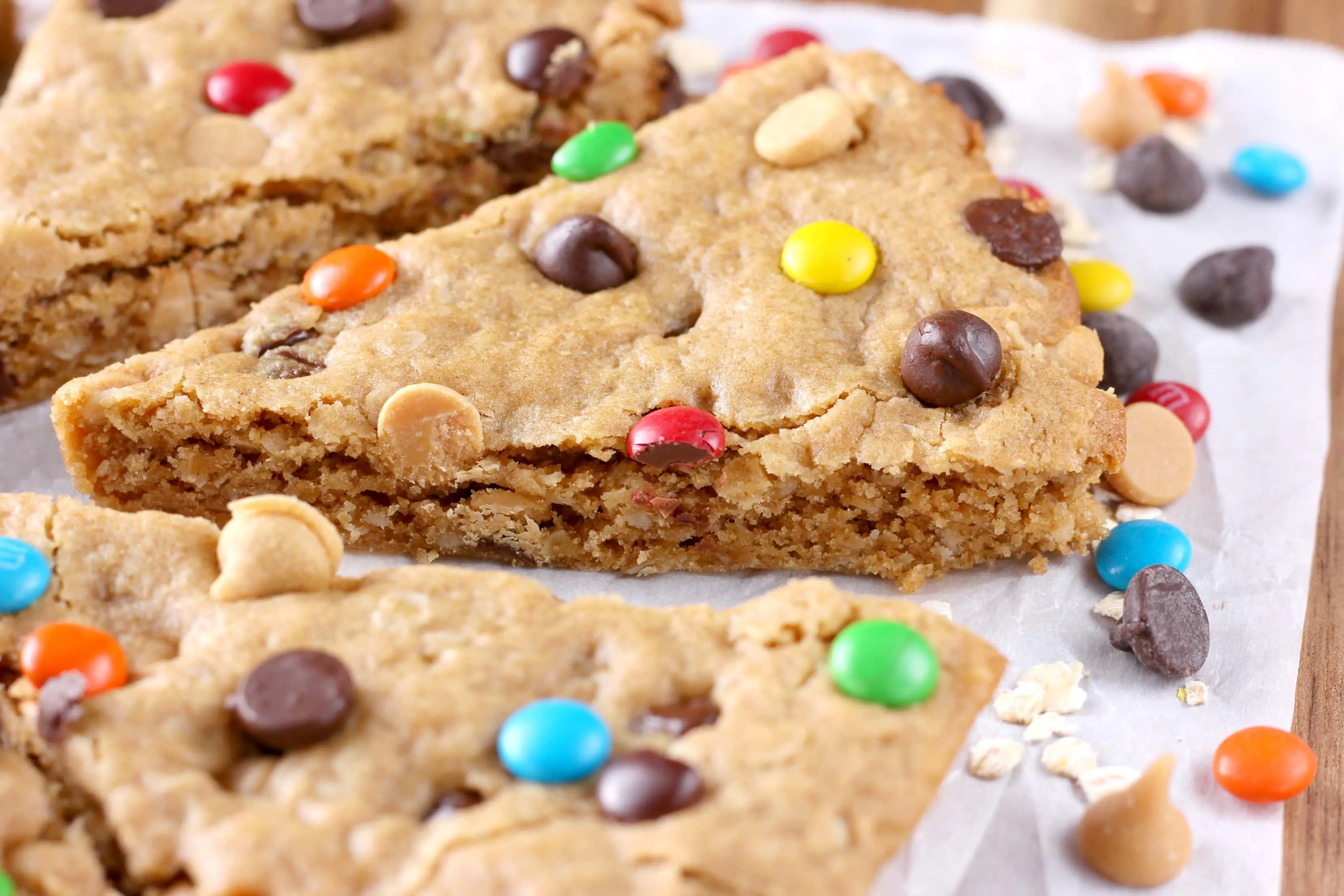 Lightened Up Chocolate Chip Peanut Butter Oat Cookie Wedges Recipe
