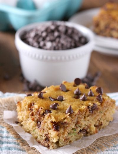 Quick and Easy One Bowl Chocolate Chip Zucchini Cake Recipe from A Kitchen Addiction