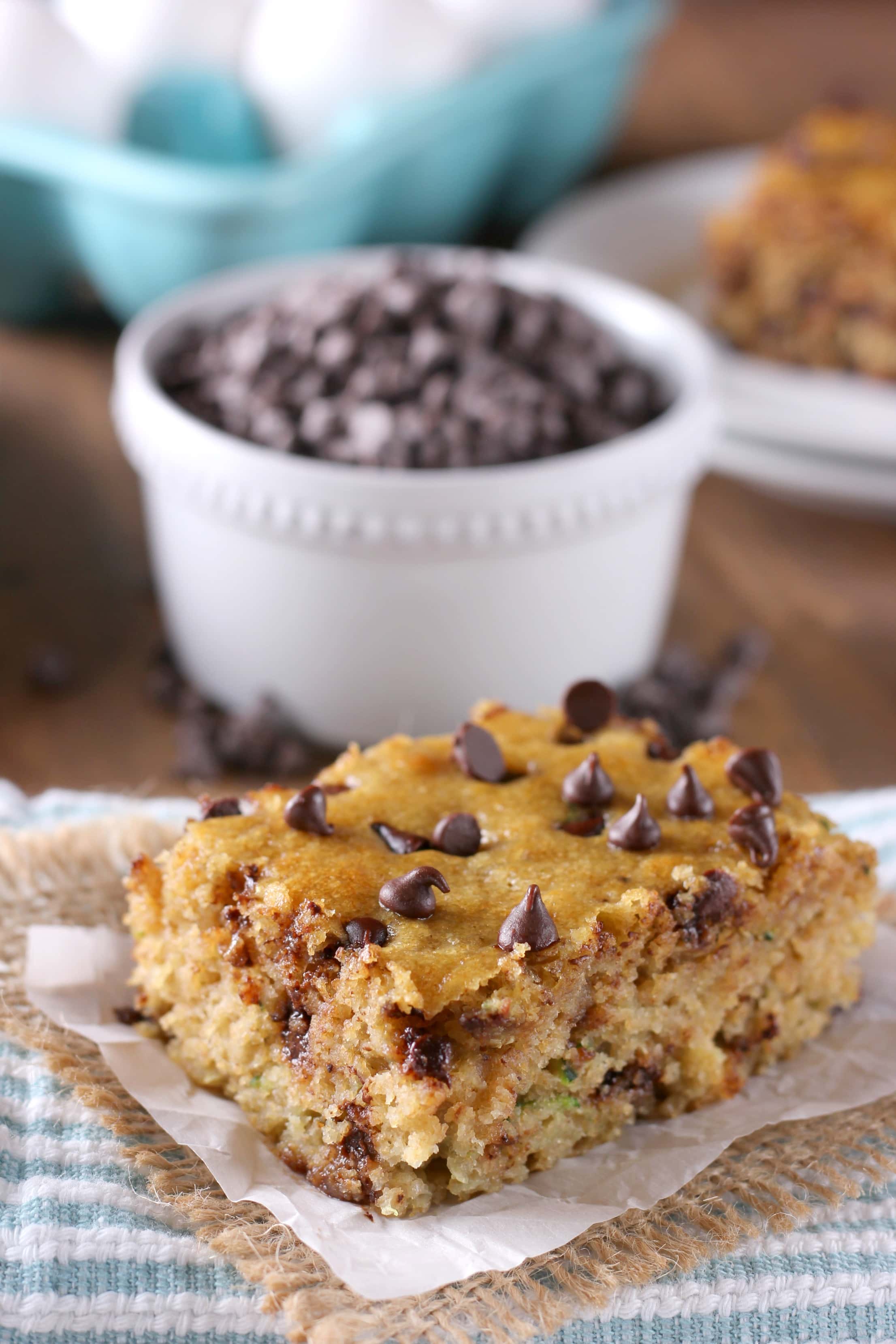 Quick and Easy One Bowl Chocolate Chip Zucchini Cake Recipe from A Kitchen Addiction