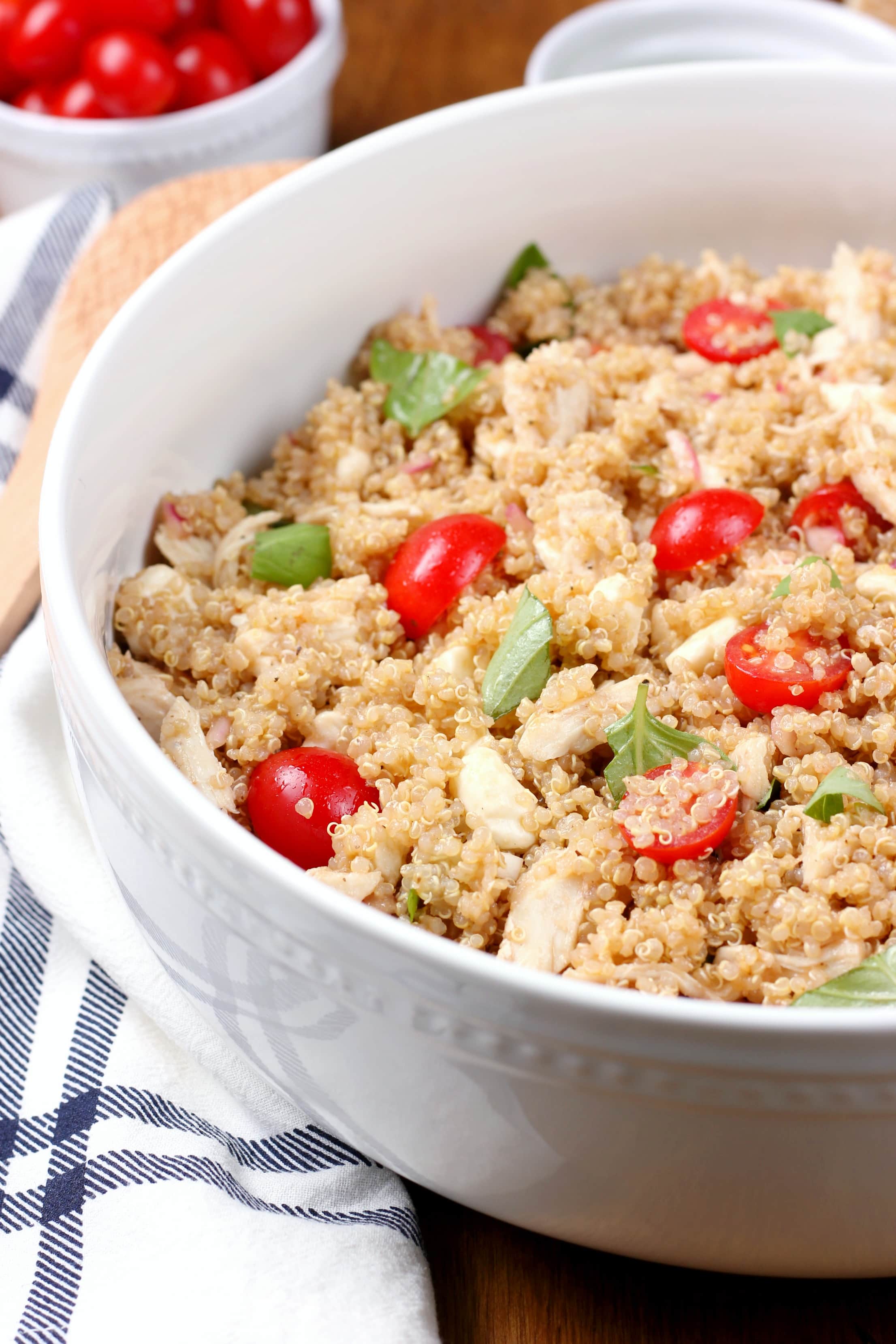 Chicken Caprese Quinoa Salad Recipe from A Kitchen Addiction