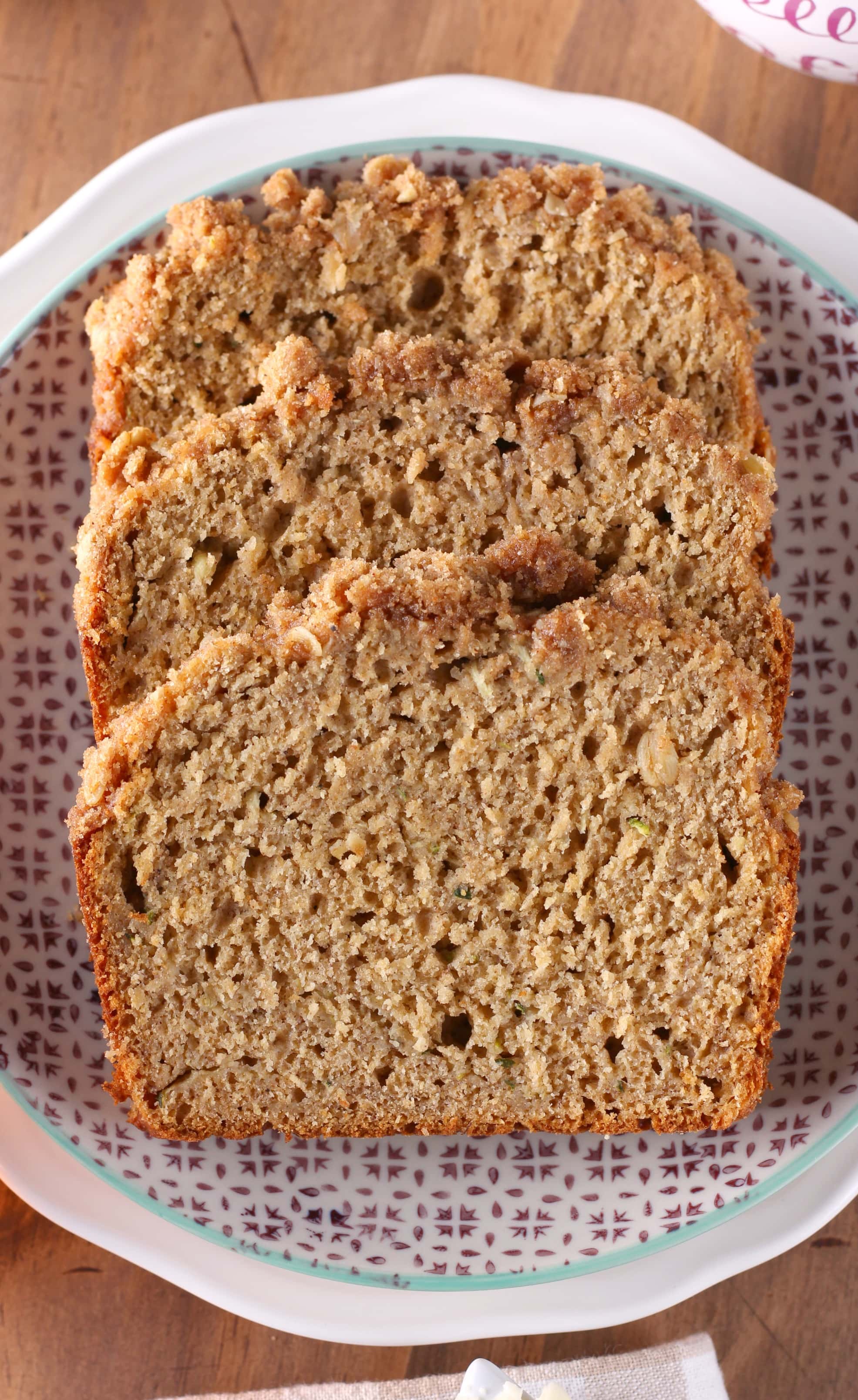 Cinnamon Streusel Zucchini Banana Quick Bread Recipe from A Kitchen Addiction