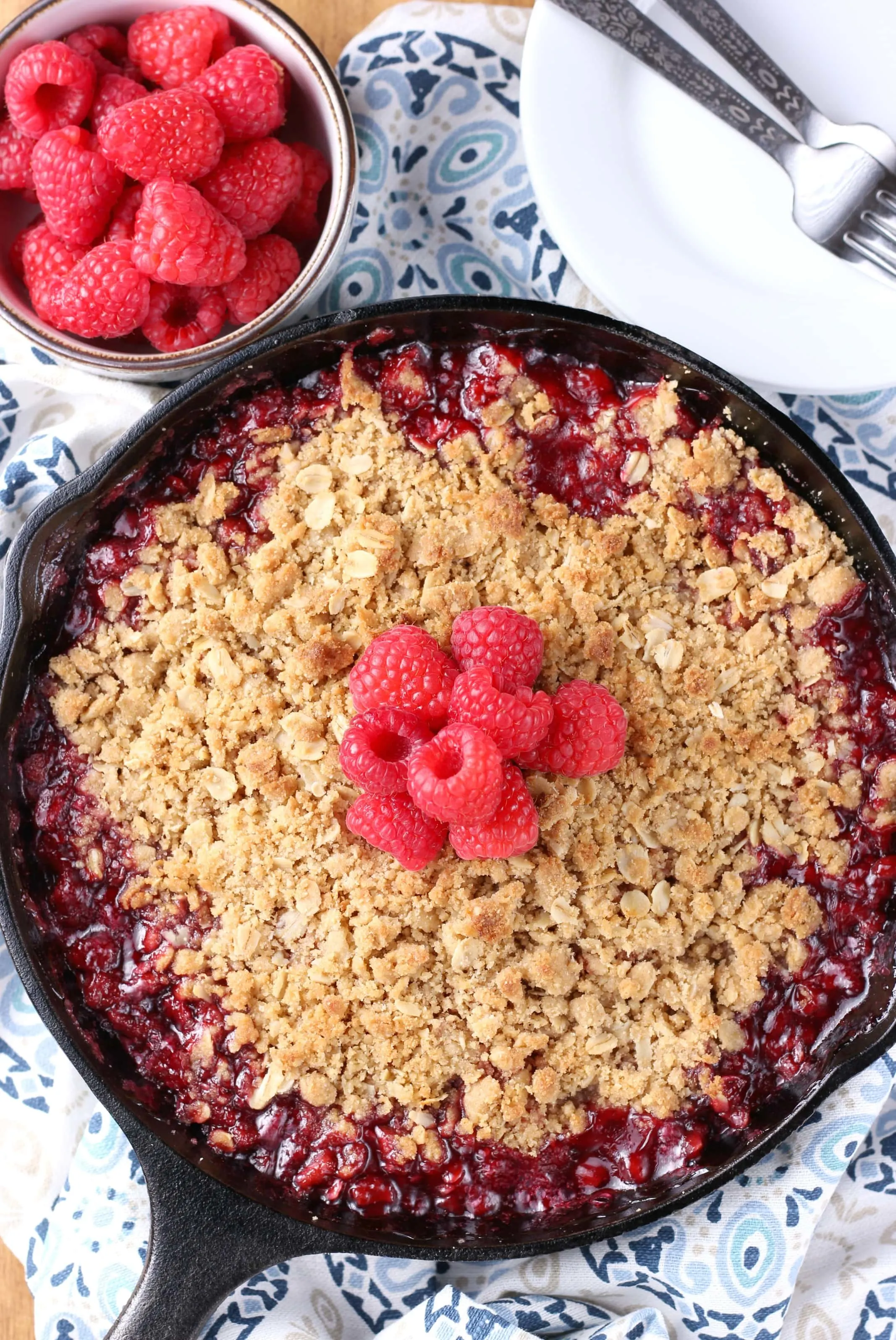Grilled Skillet Raspberry Crisp Recipe from A Kitchen Addiction