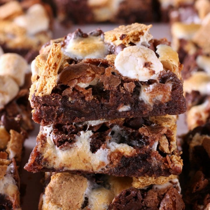 One Bowl Fudgy Smores Brownies Recipe from A Kitchen Addiction