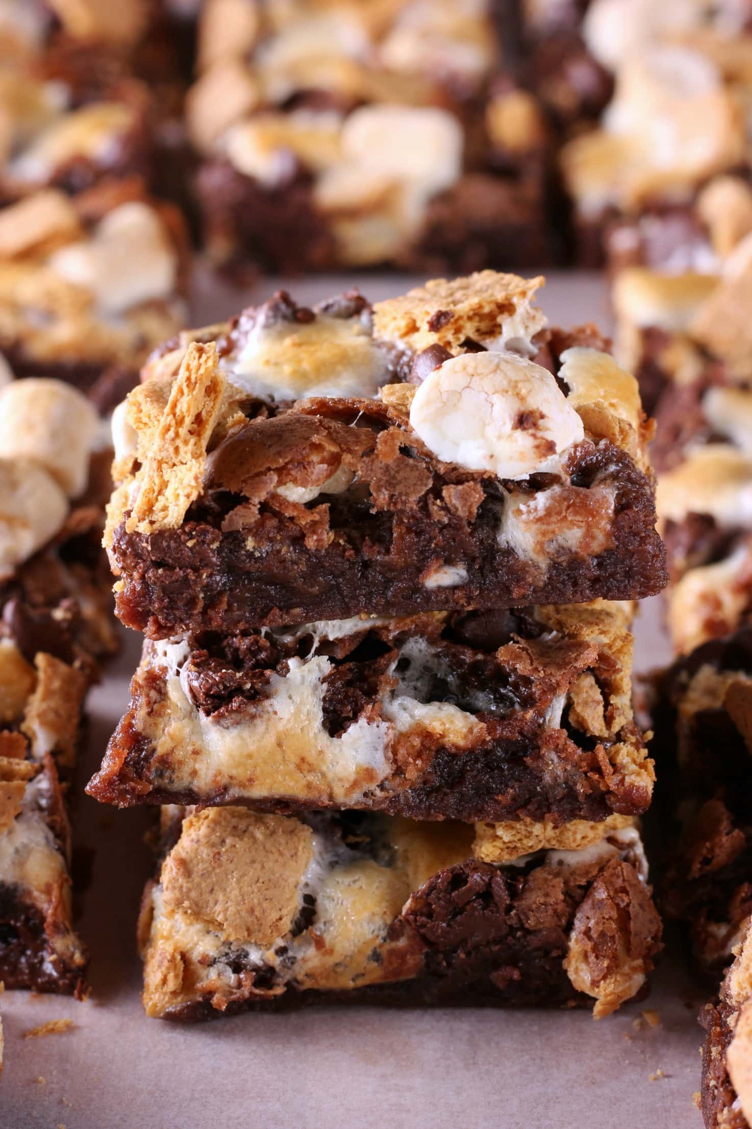 One Bowl Fudgy Smores Brownies Recipe from A Kitchen Addiction
