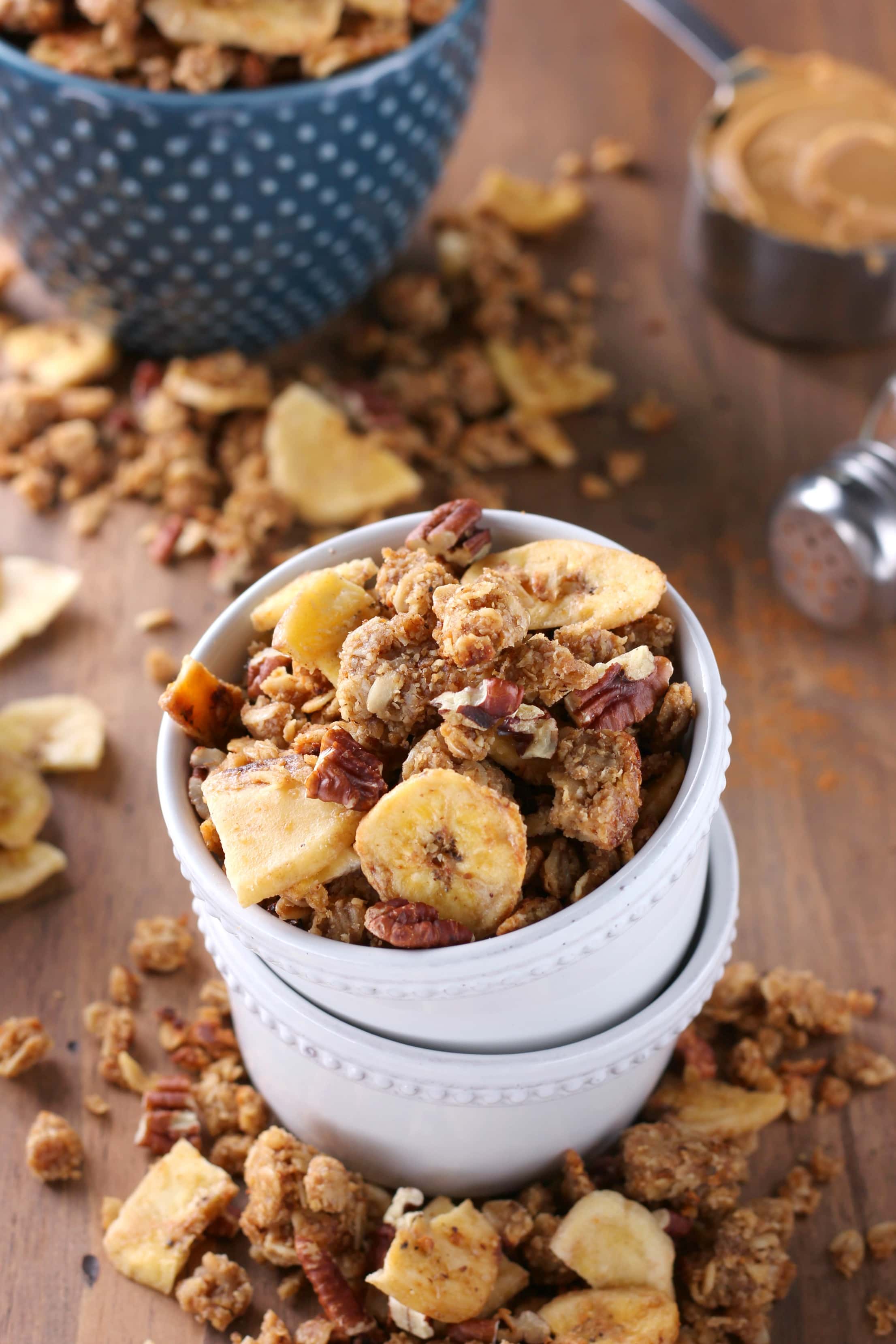 Peanut Butter Banana Bread Granola Recipe from A Kitchen Addiction