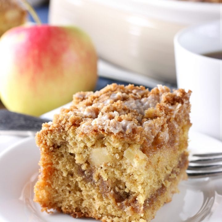 Whole Wheat Cinnamon Swirl Apple Coffee Cake Recipe from A Kitchen Addiction